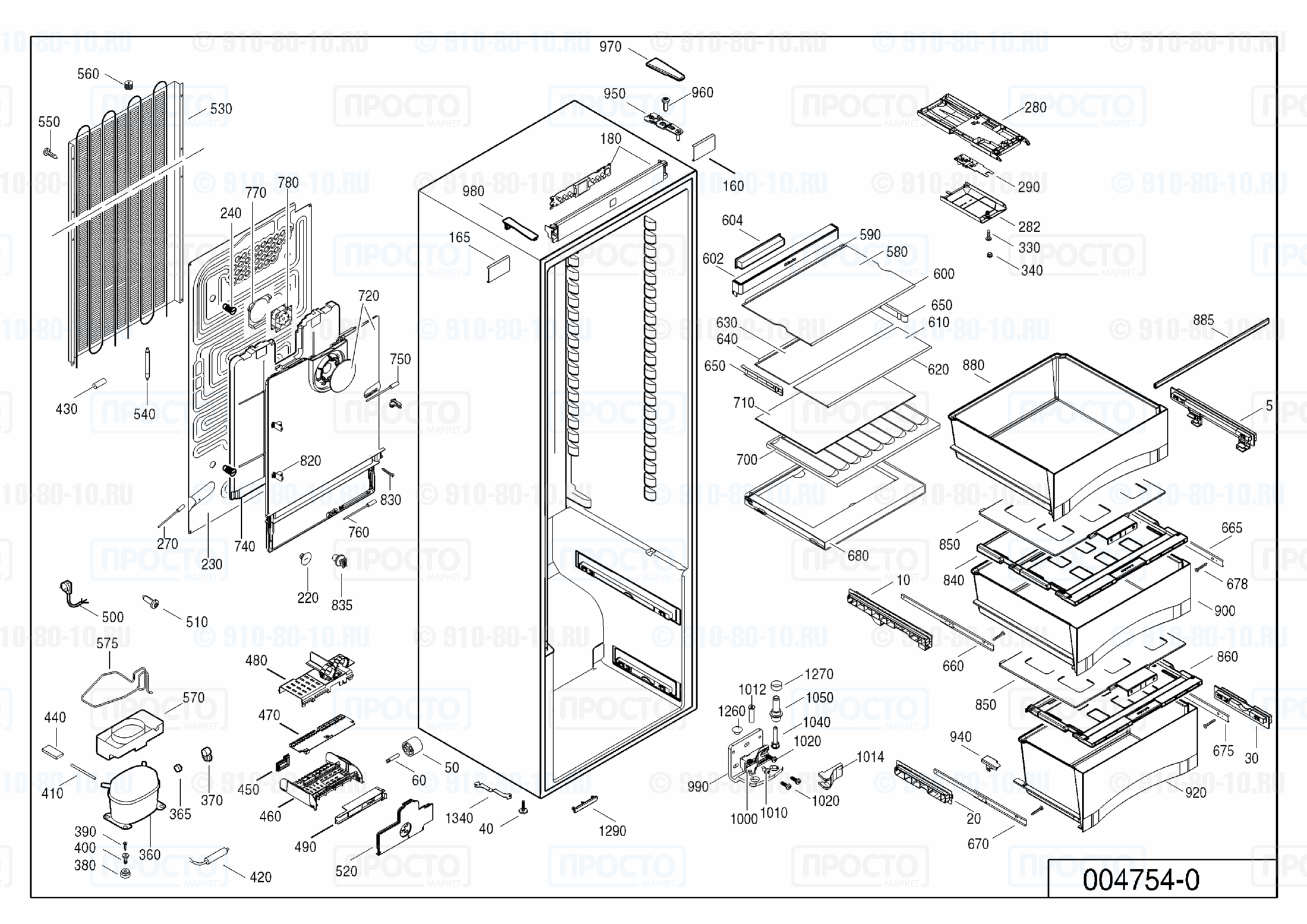 Взрыв-схема запчастей холодильника Liebherr KB 4260-21B