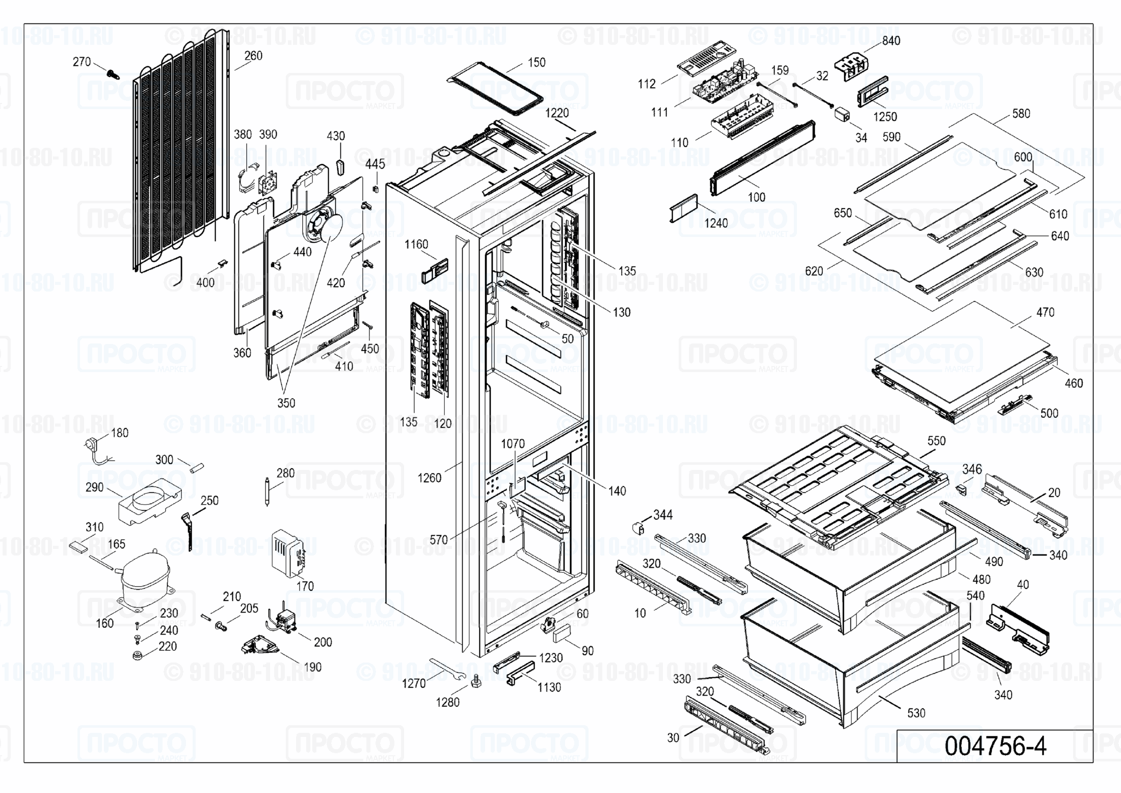 Взрыв-схема запчастей холодильника Liebherr ICBP 3256-20J
