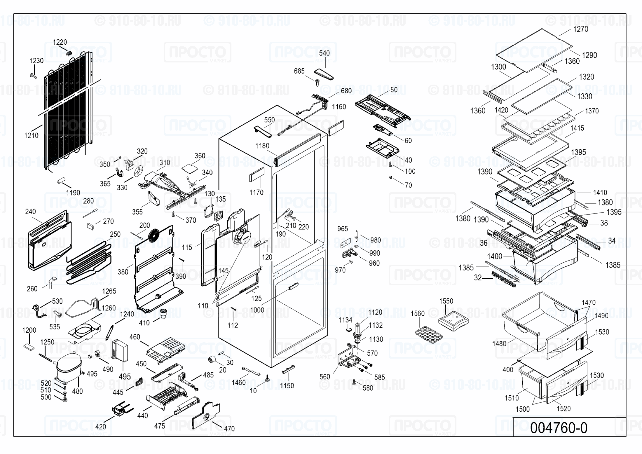Взрыв-схема запчастей холодильника Liebherr CBN 3956-11