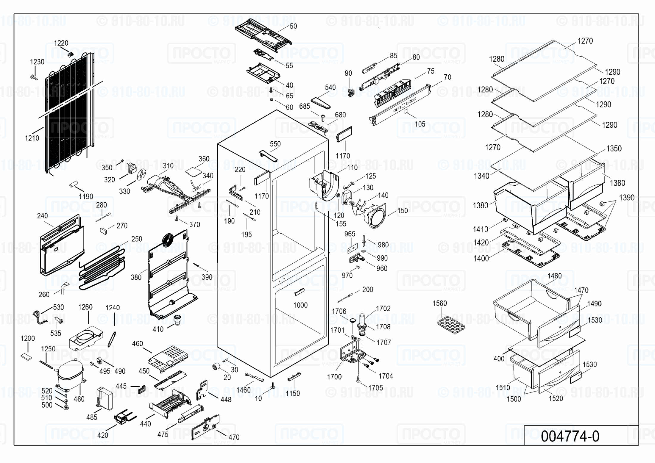 Взрыв-схема запчастей холодильника Liebherr CNPesf 3513-10A