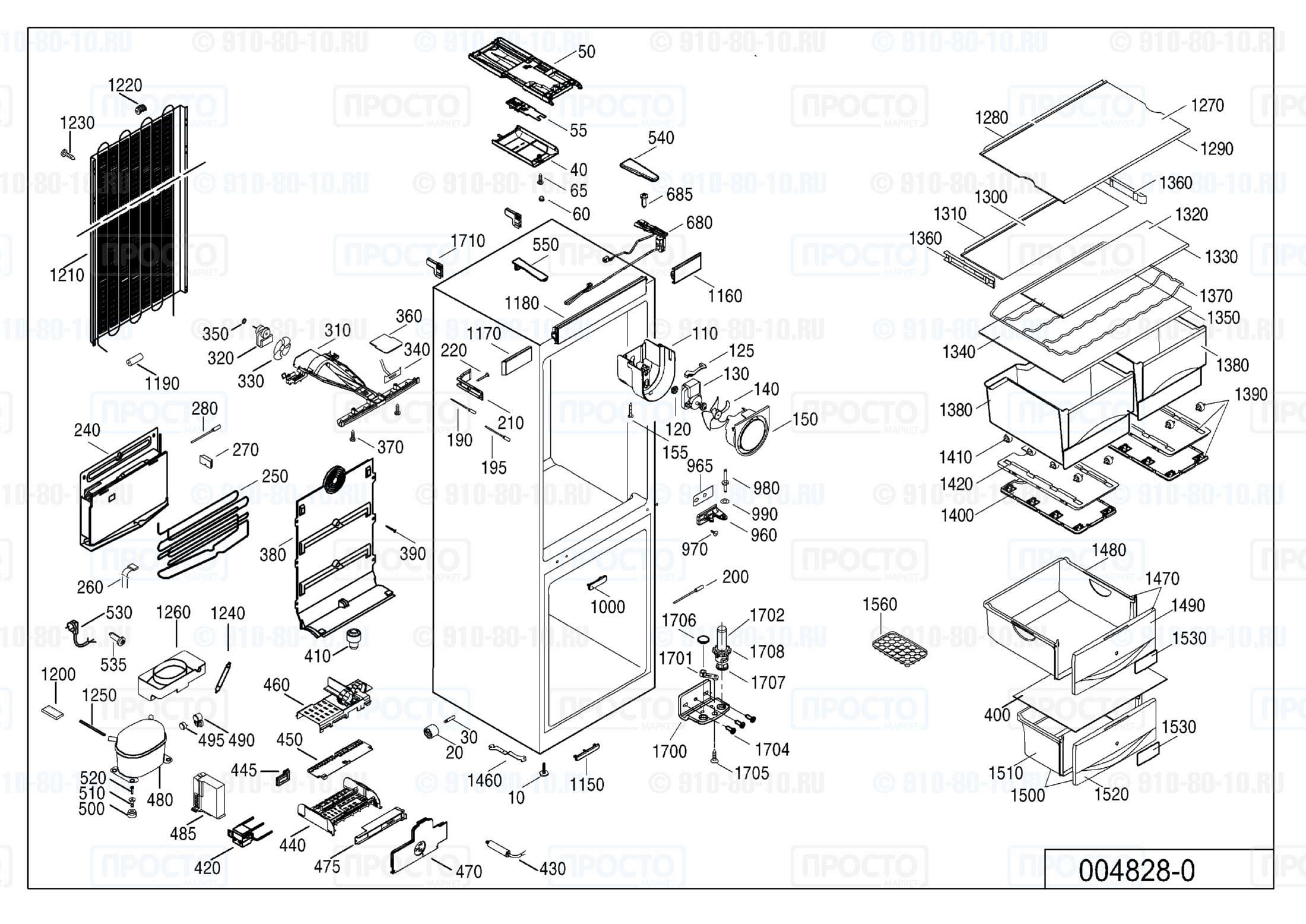Взрыв-схема запчастей холодильника Liebherr CNPesf 4006-20B
