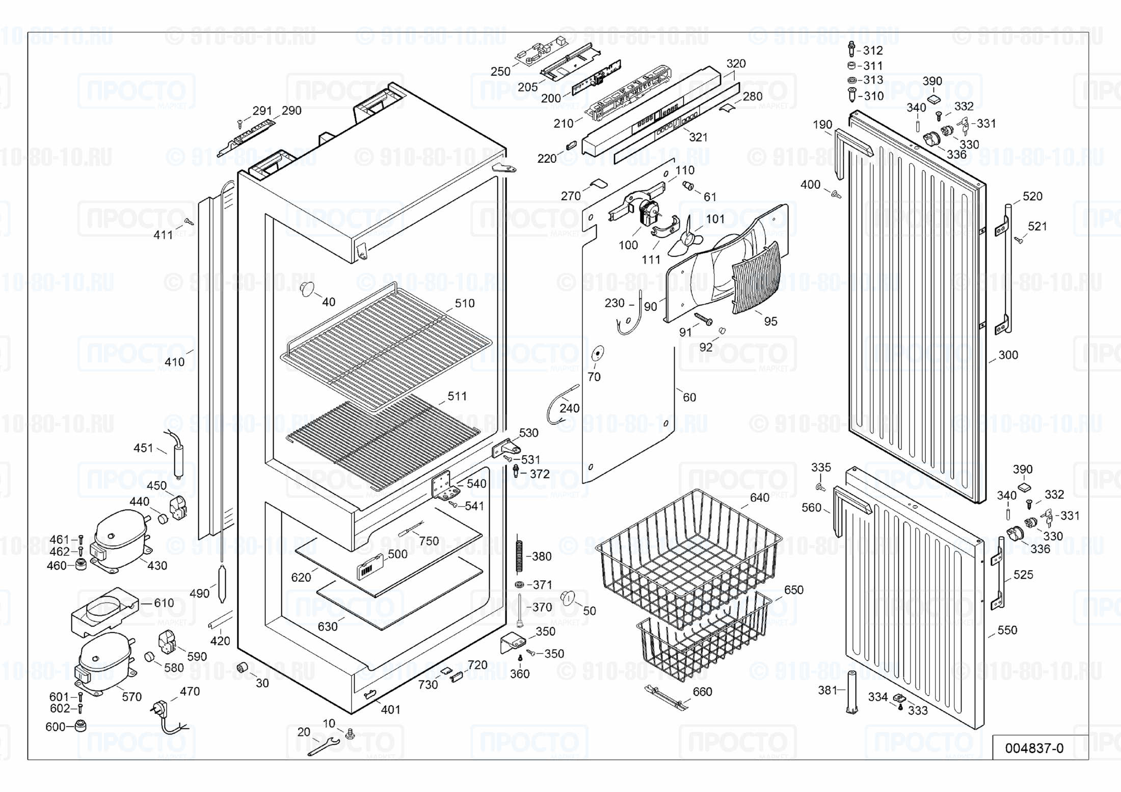 Взрыв-схема запчастей холодильника Liebherr GCv 4060-20A
