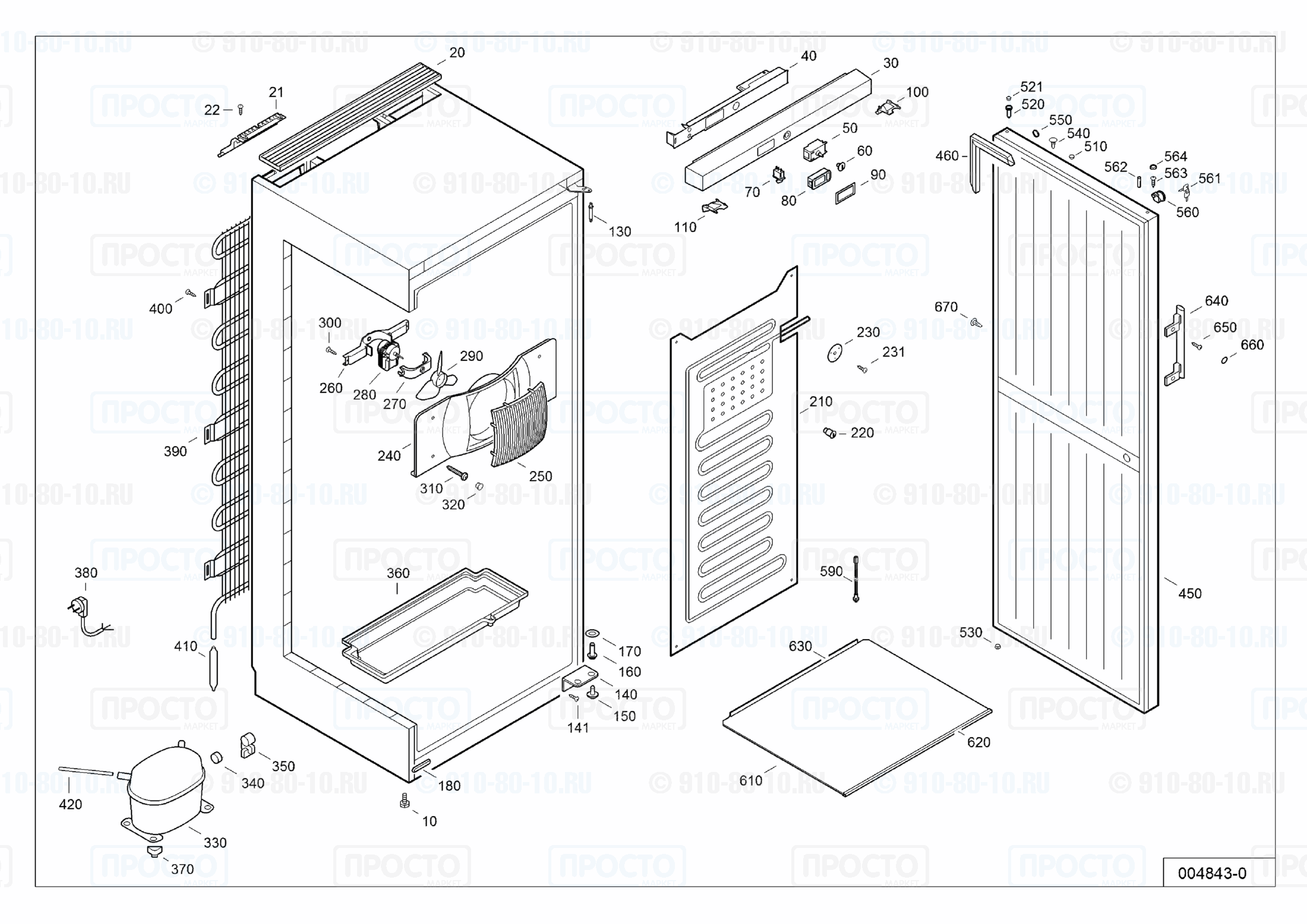 Взрыв-схема запчастей холодильника Liebherr LKexv 5400-20F