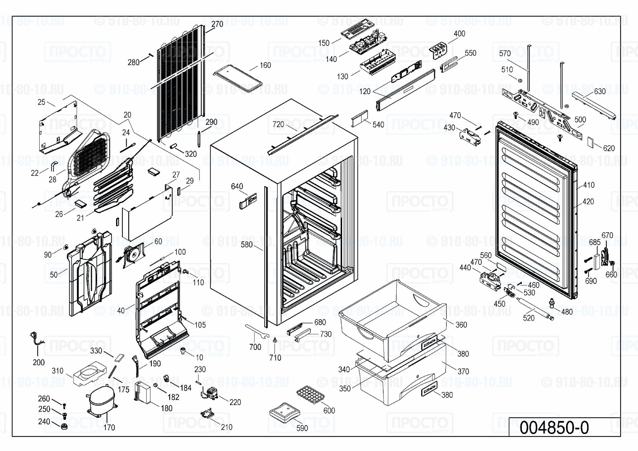 Взрыв-схема запчастей холодильника Liebherr IGN 1656-20A