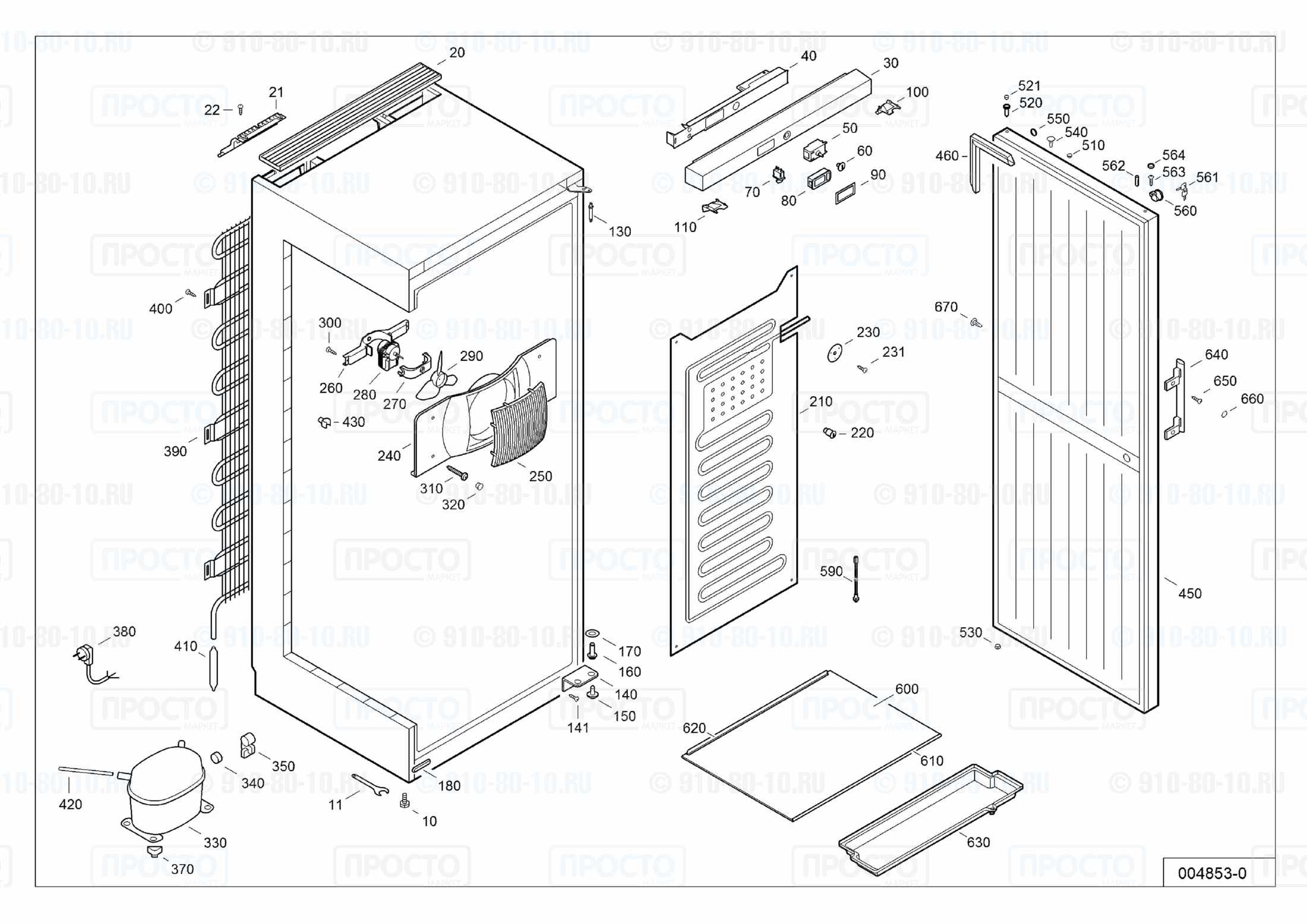 Взрыв-схема запчастей холодильника Liebherr LKexv 2600-20D