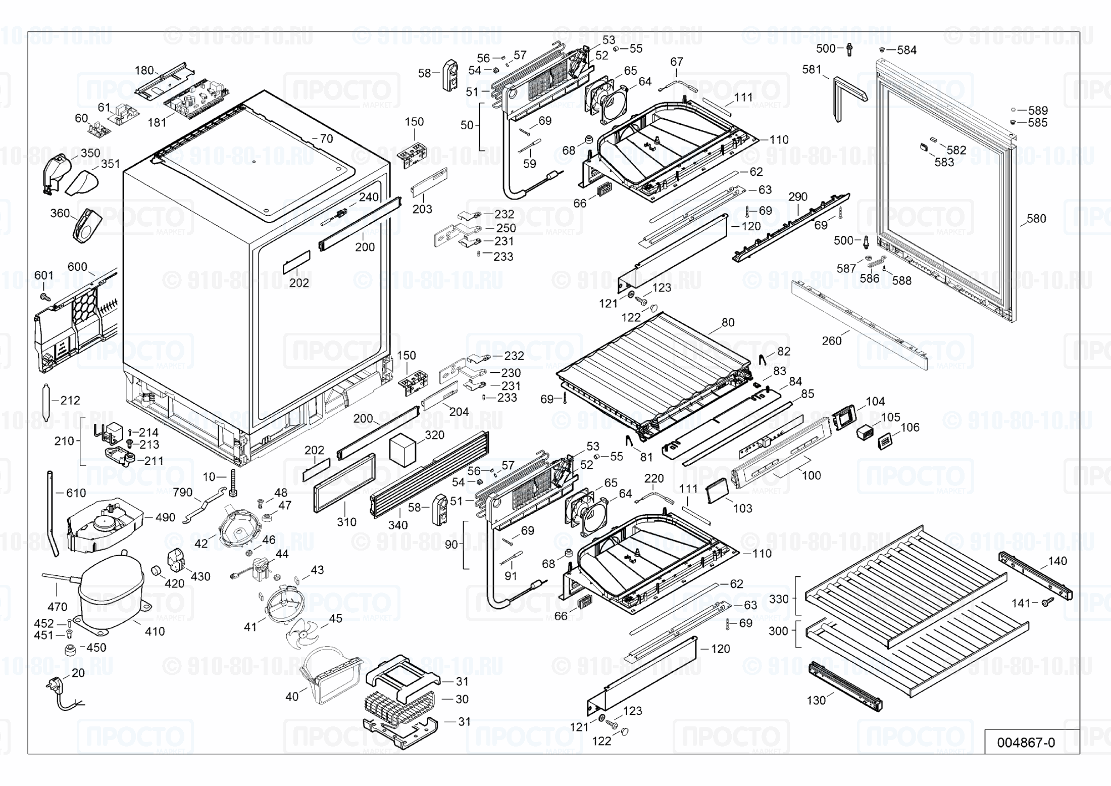 Взрыв-схема запчастей холодильника Liebherr UWT 1672-20A