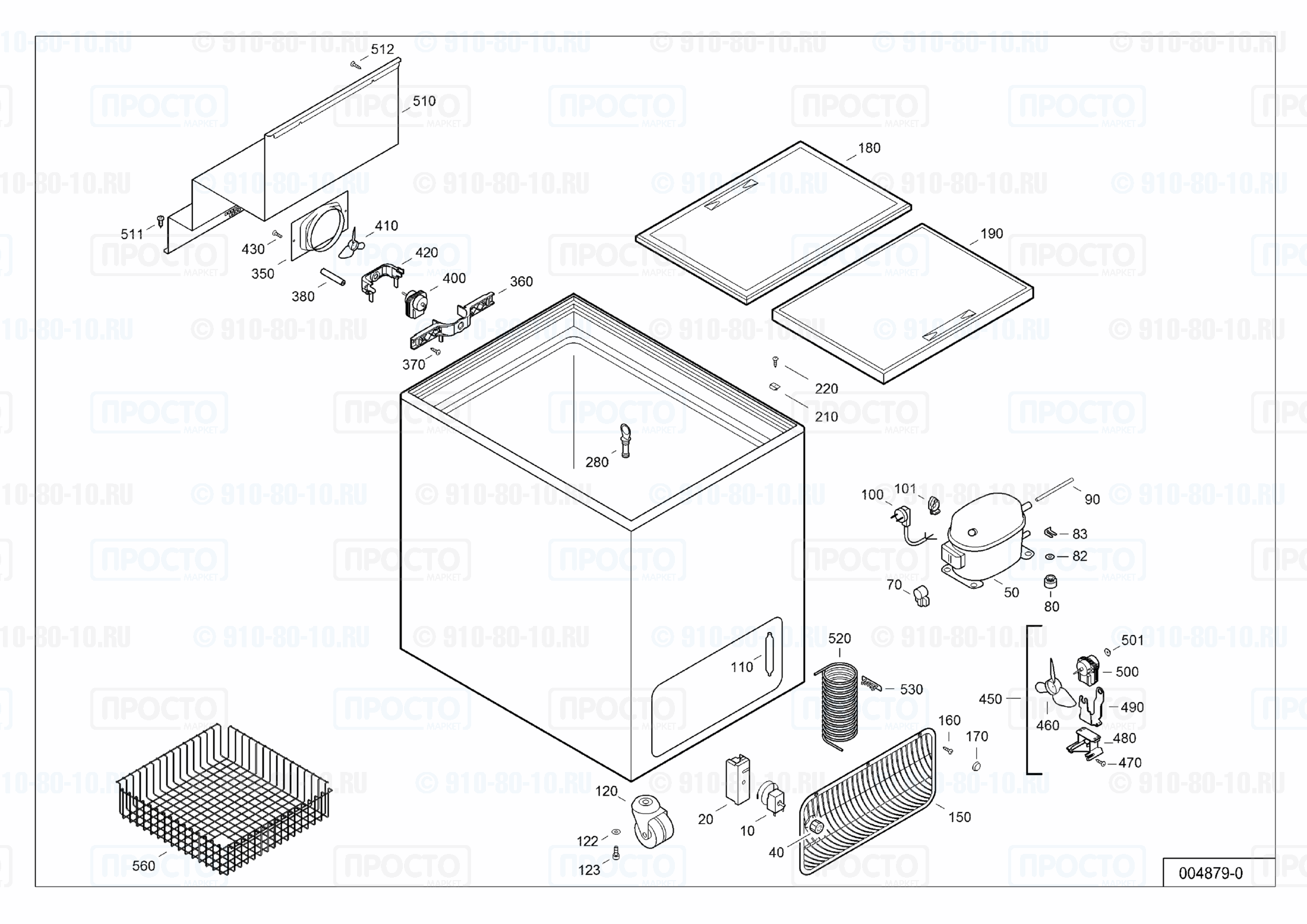 Взрыв-схема запчастей холодильника Liebherr FT 2900-22D