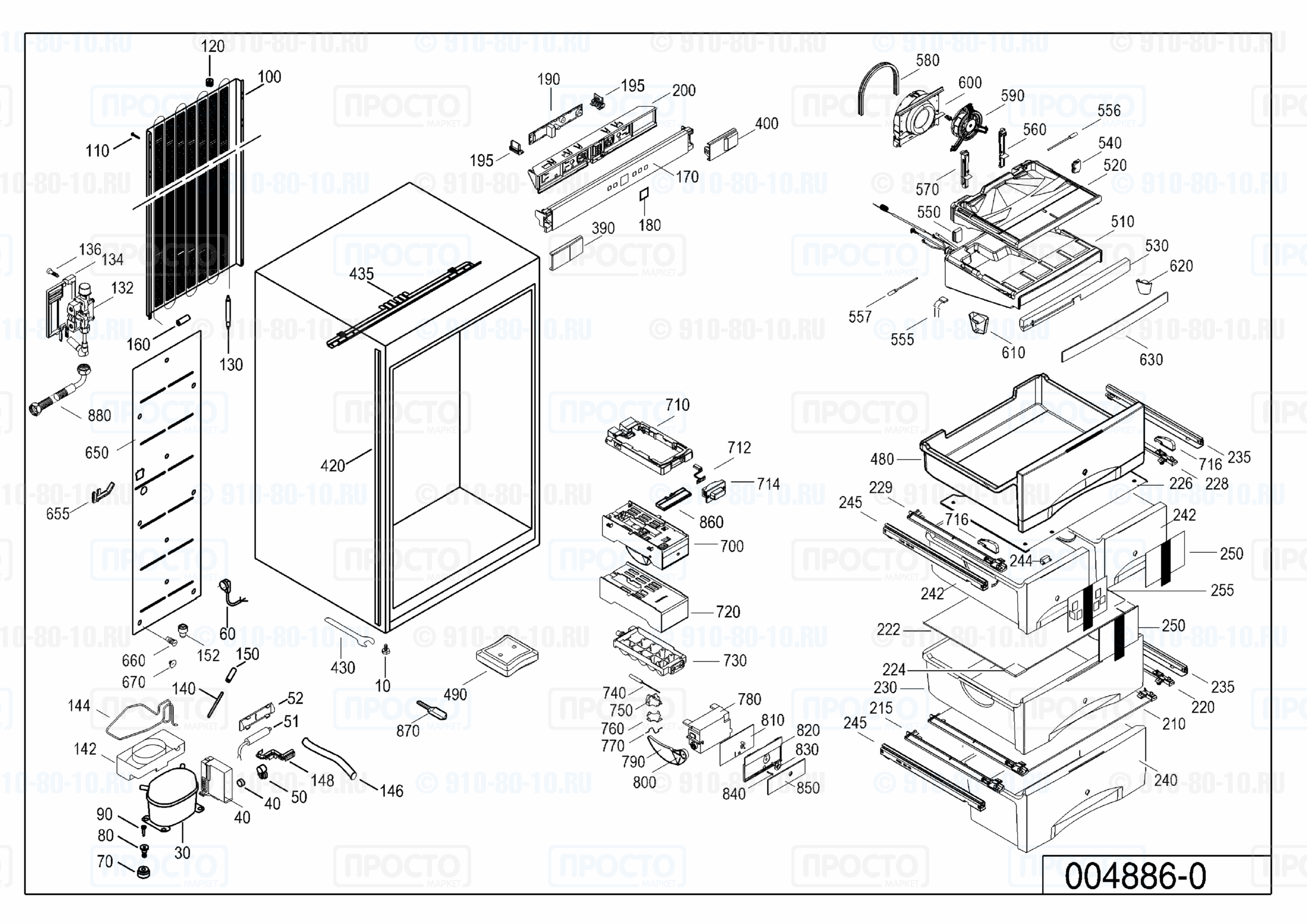 Взрыв-схема запчастей холодильника Liebherr IGN 2566-20E