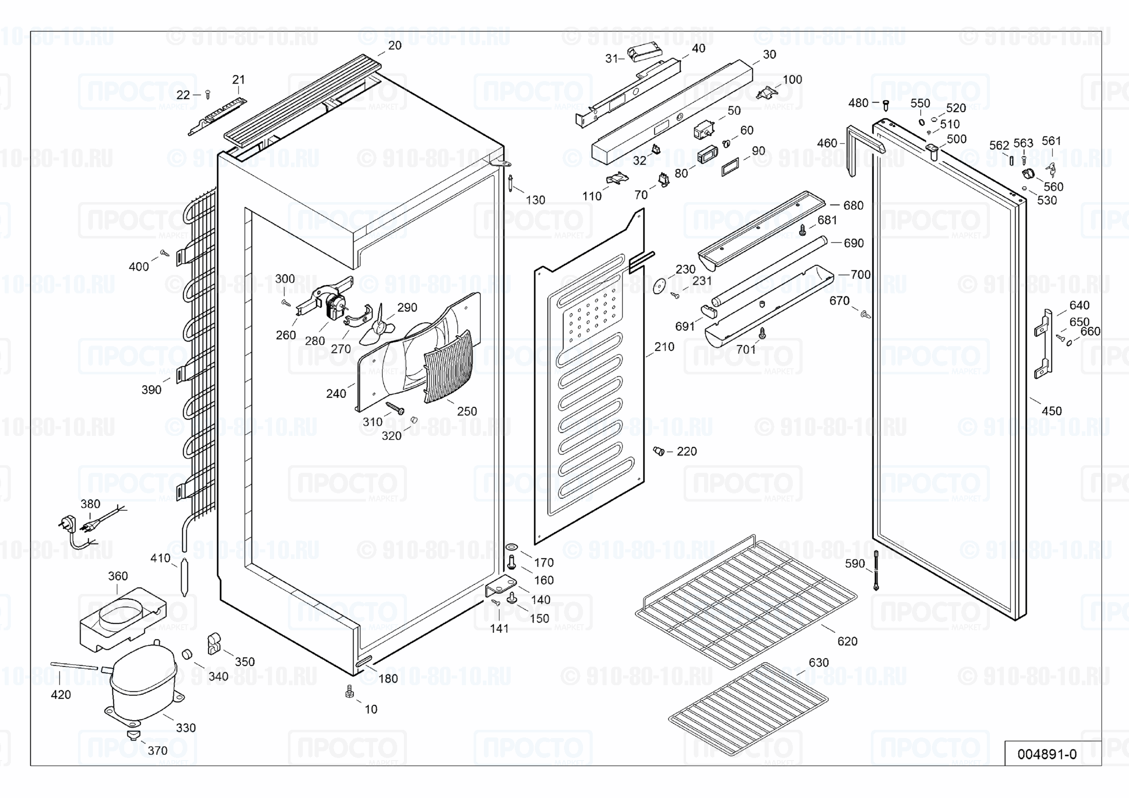 Взрыв-схема запчастей холодильника Liebherr FKv 4142-20L