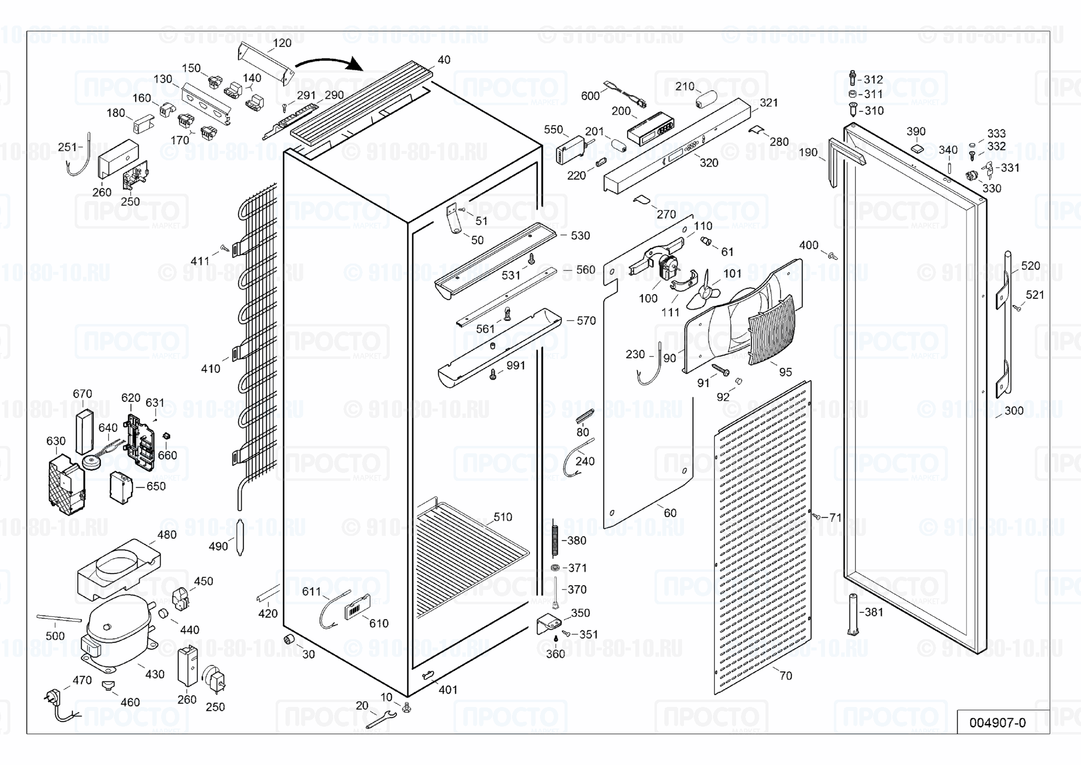 Взрыв-схема запчастей холодильника Liebherr MKv 3913-20A