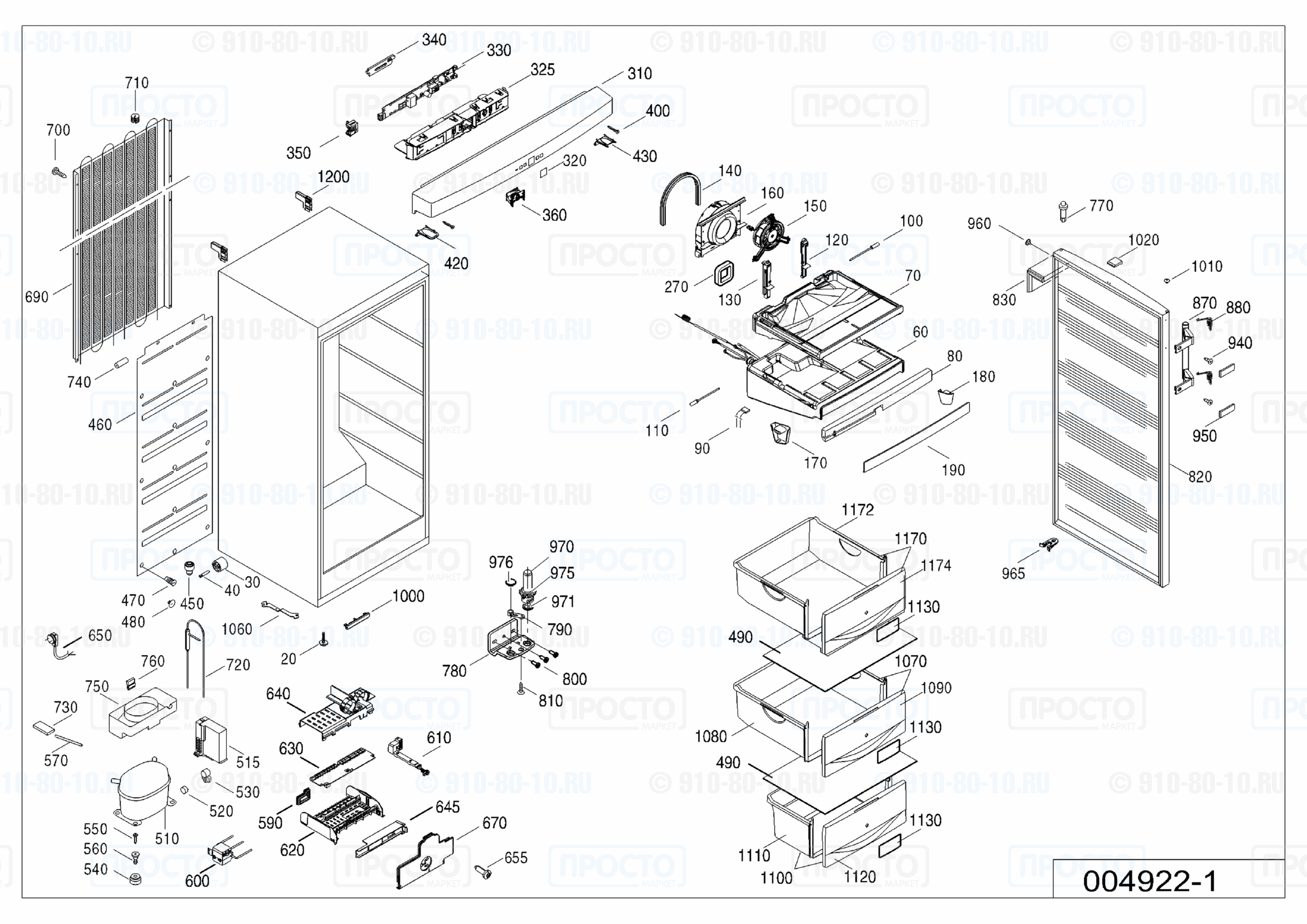 Взрыв-схема запчастей холодильника Liebherr GNP 4113-20C