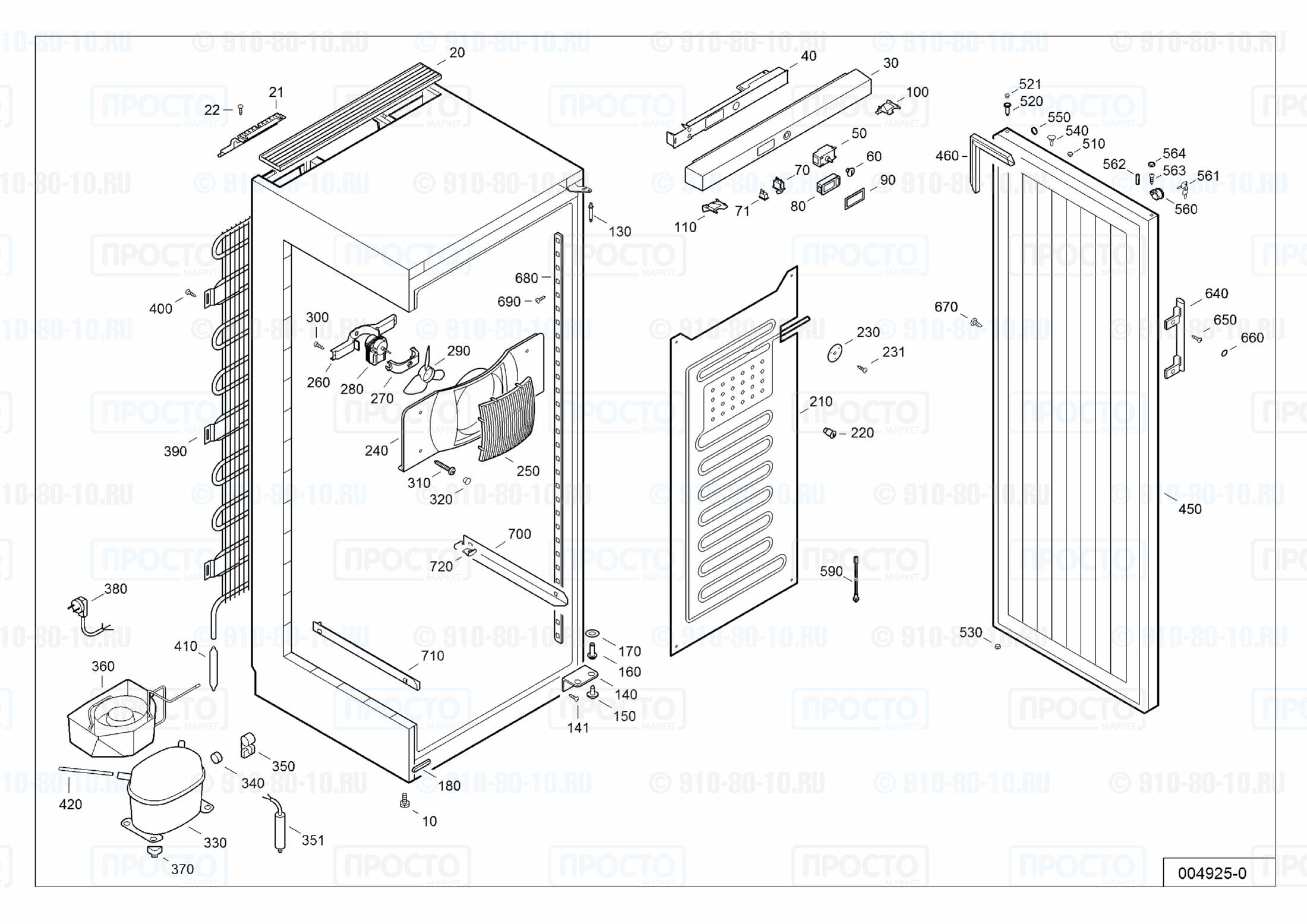 Взрыв-схема запчастей холодильника Liebherr BKv 5040-20C