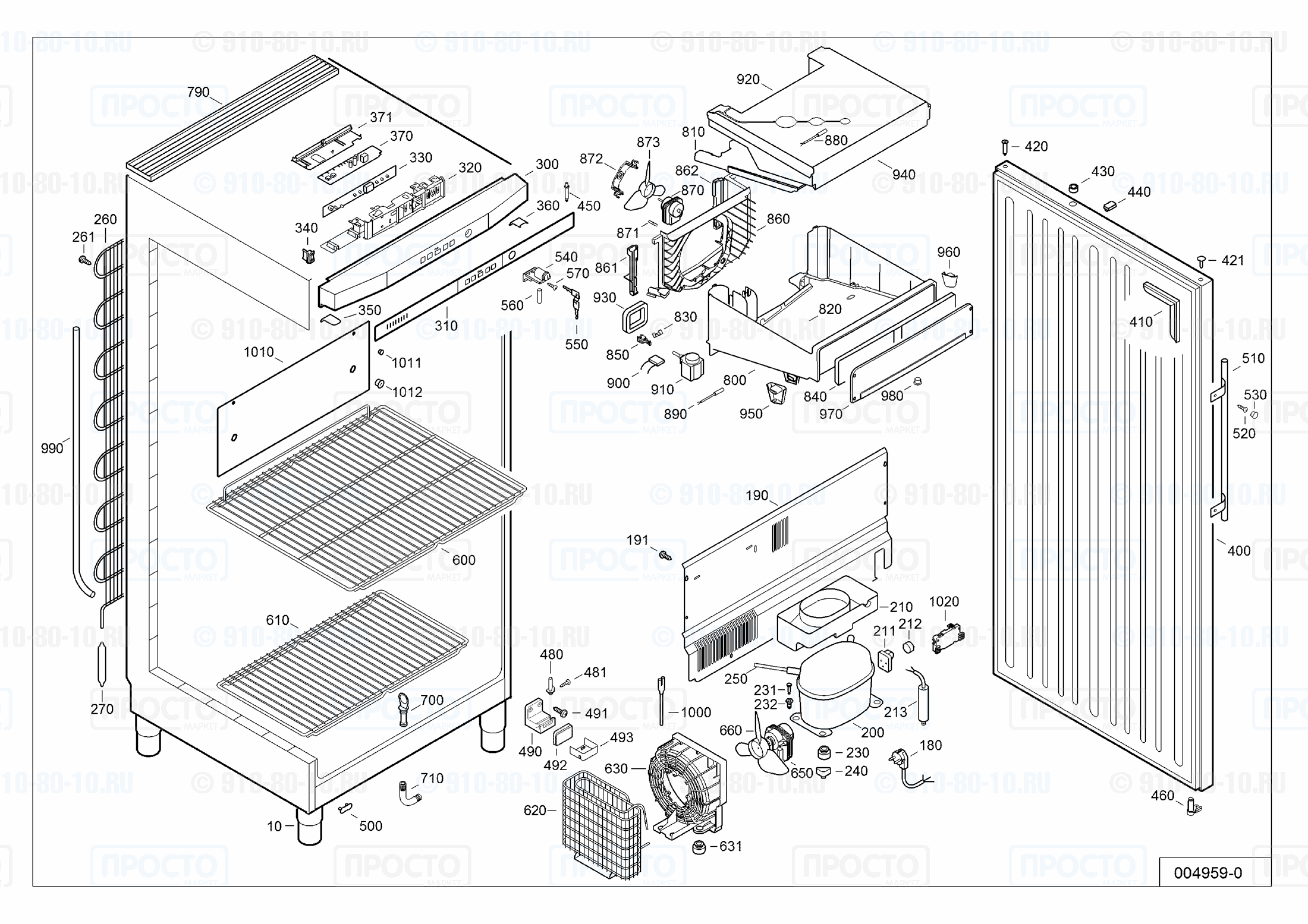 Взрыв-схема запчастей холодильника Liebherr GGv 5860-41I