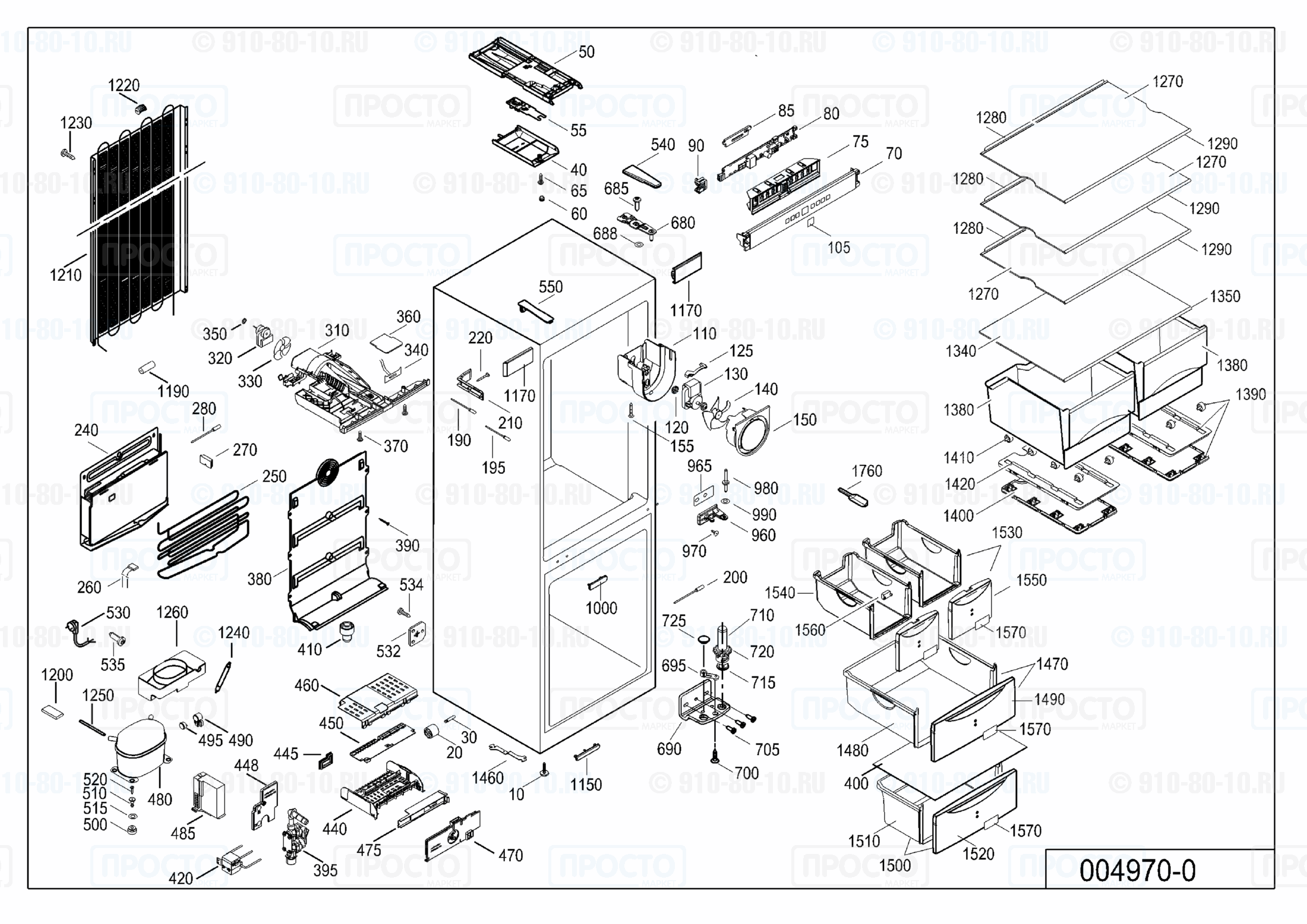 Взрыв-схема запчастей холодильника Liebherr CNesf 4023-10A