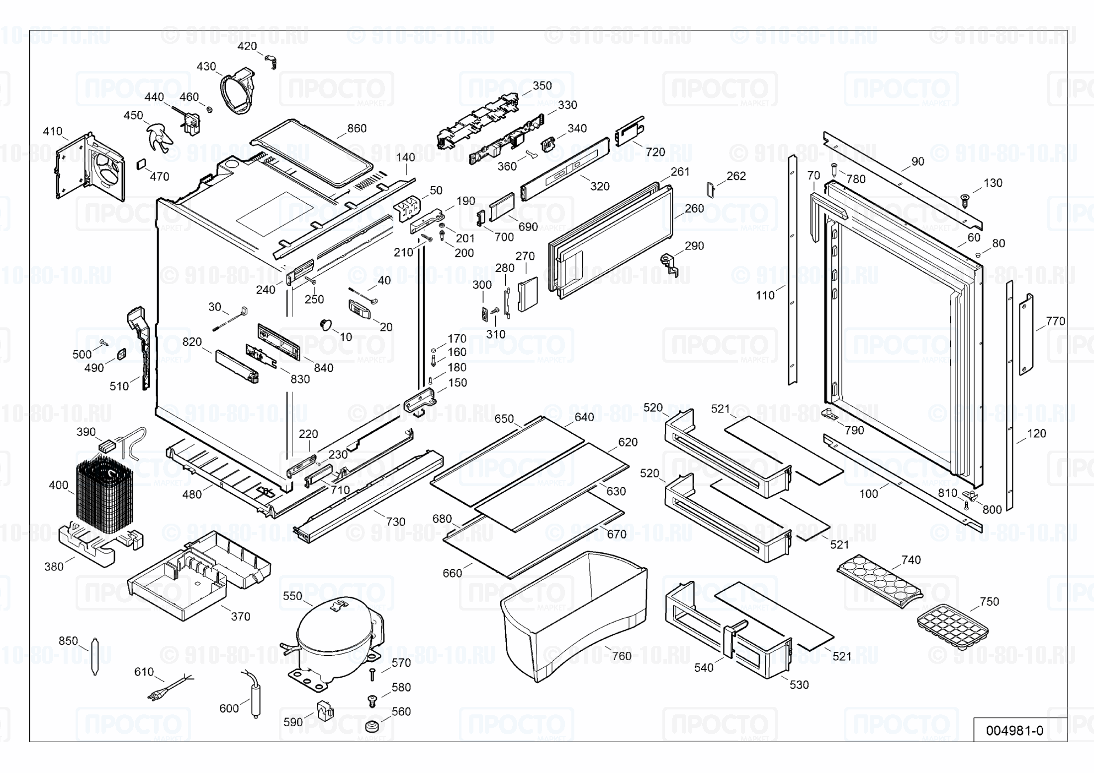 Взрыв-схема запчастей холодильника Liebherr EKc 1424-20C