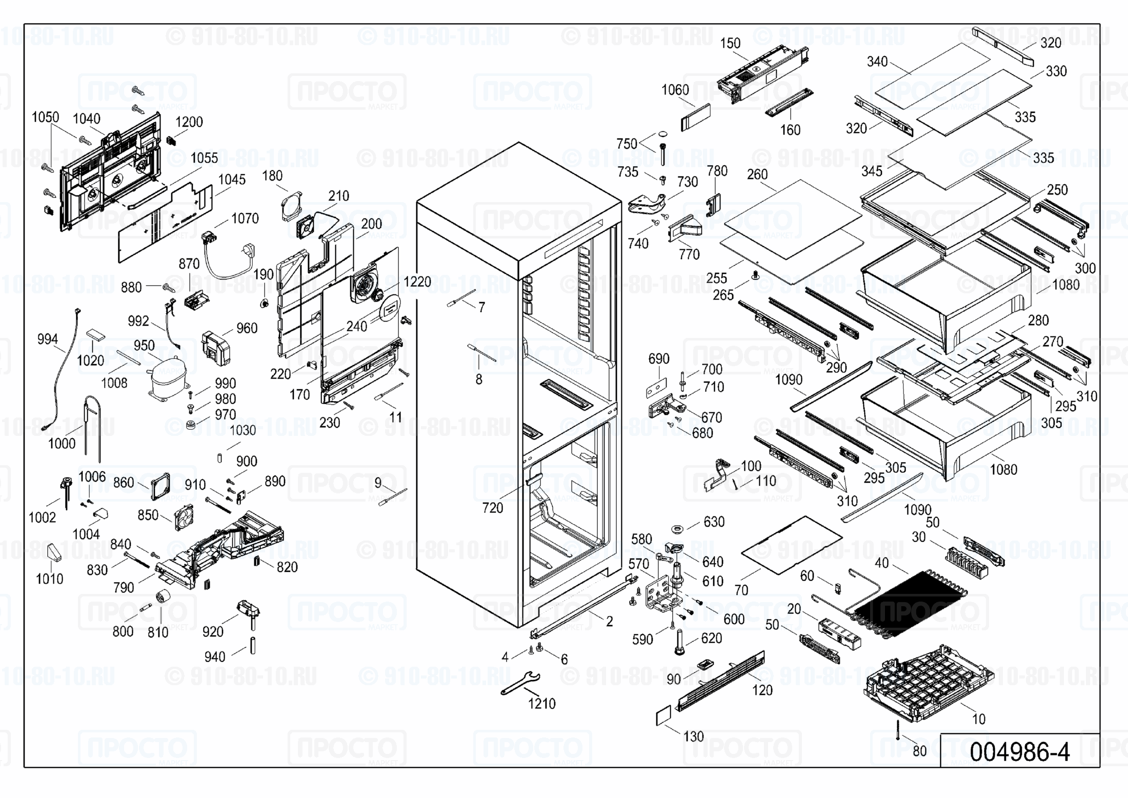 Взрыв-схема запчастей холодильника Liebherr CBPef 4815-20A