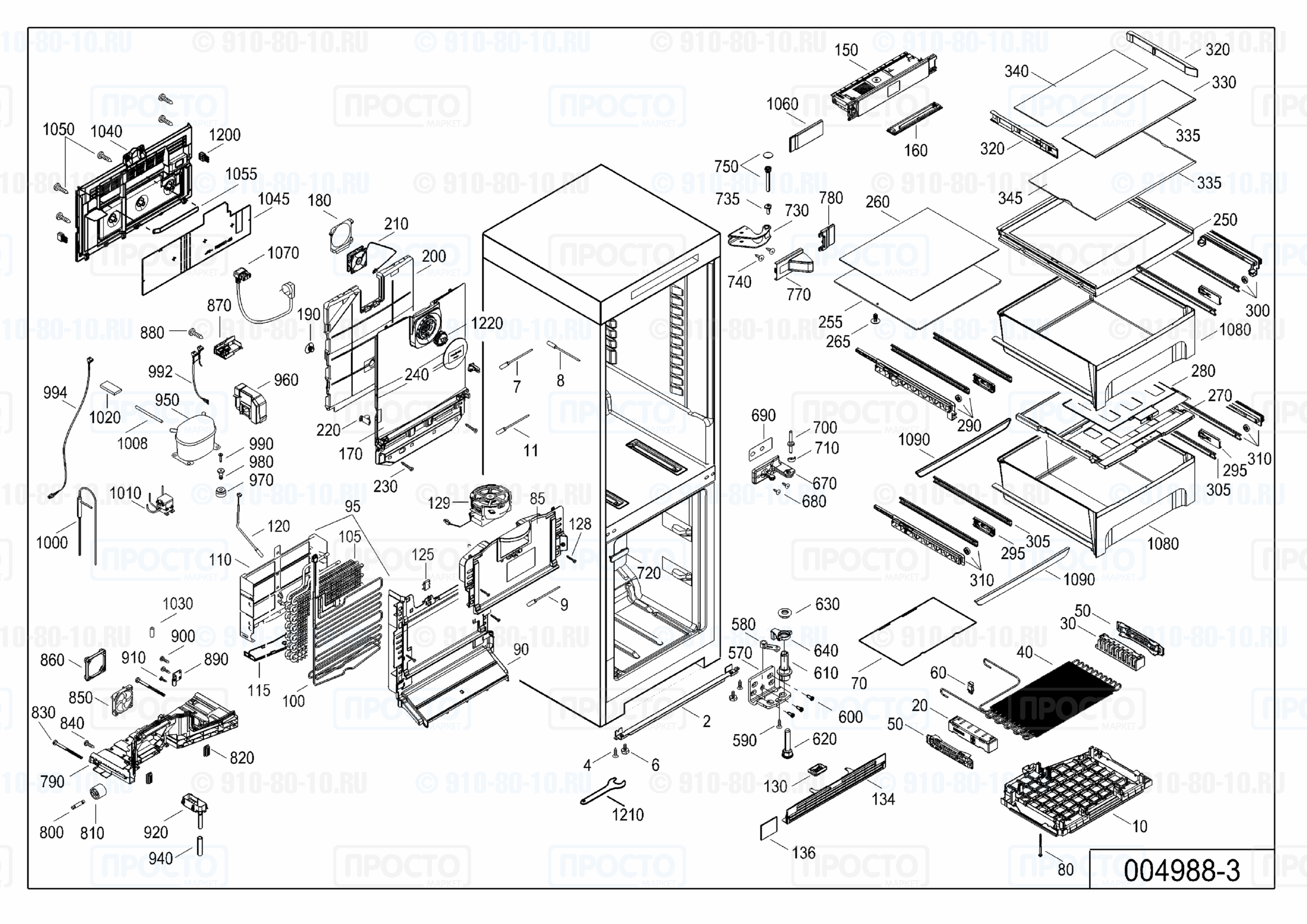 Взрыв-схема запчастей холодильника Liebherr CBN 4815-20A