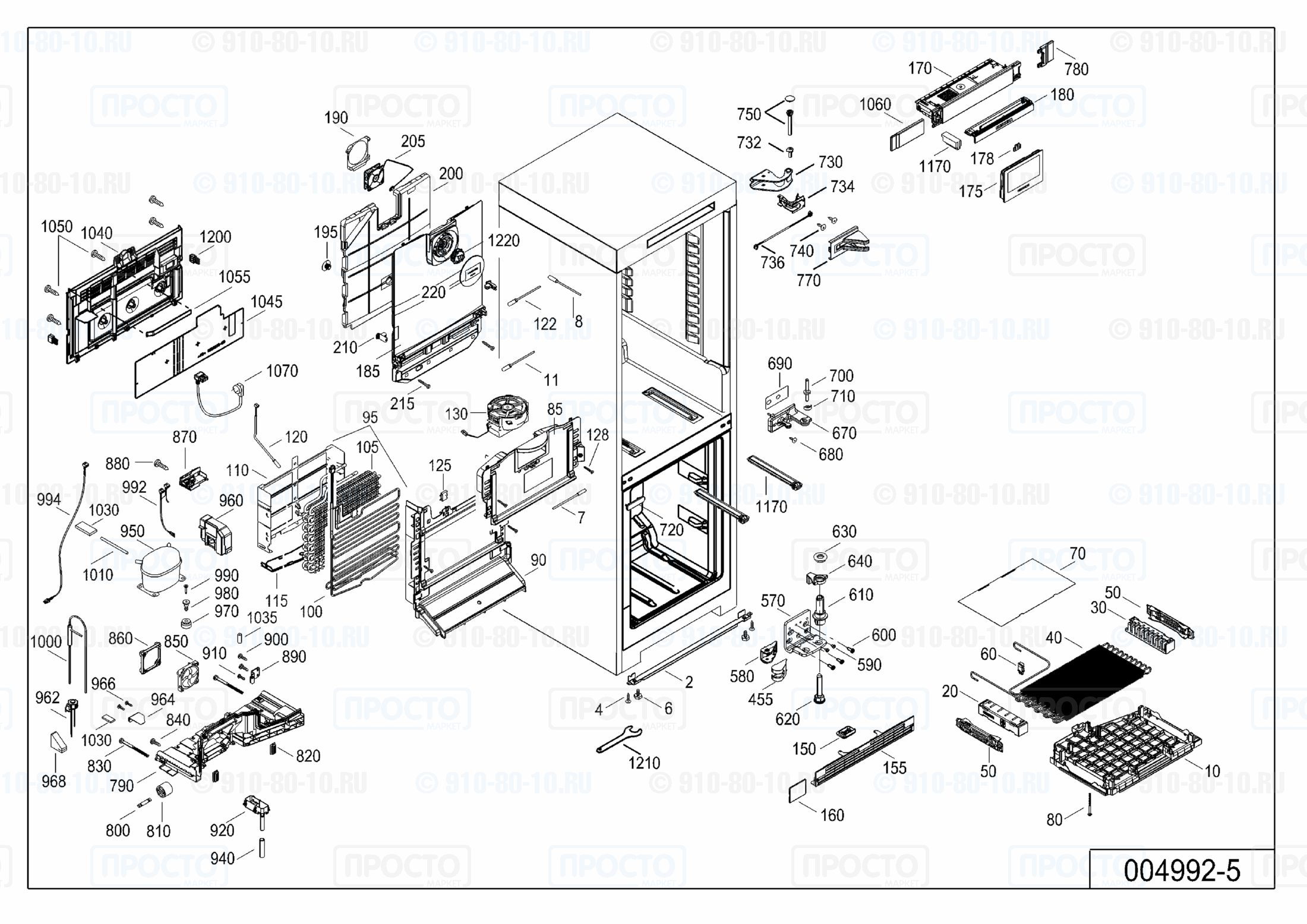 Взрыв-схема холодильника Liebherr CBNP 4858-20A