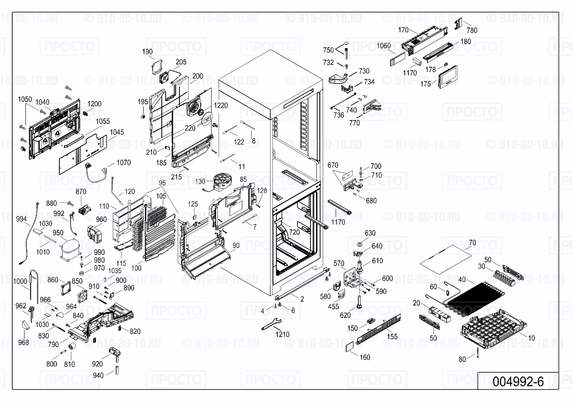 Взрыв-схема запчастей холодильника Liebherr CBNPbs 4858-20C