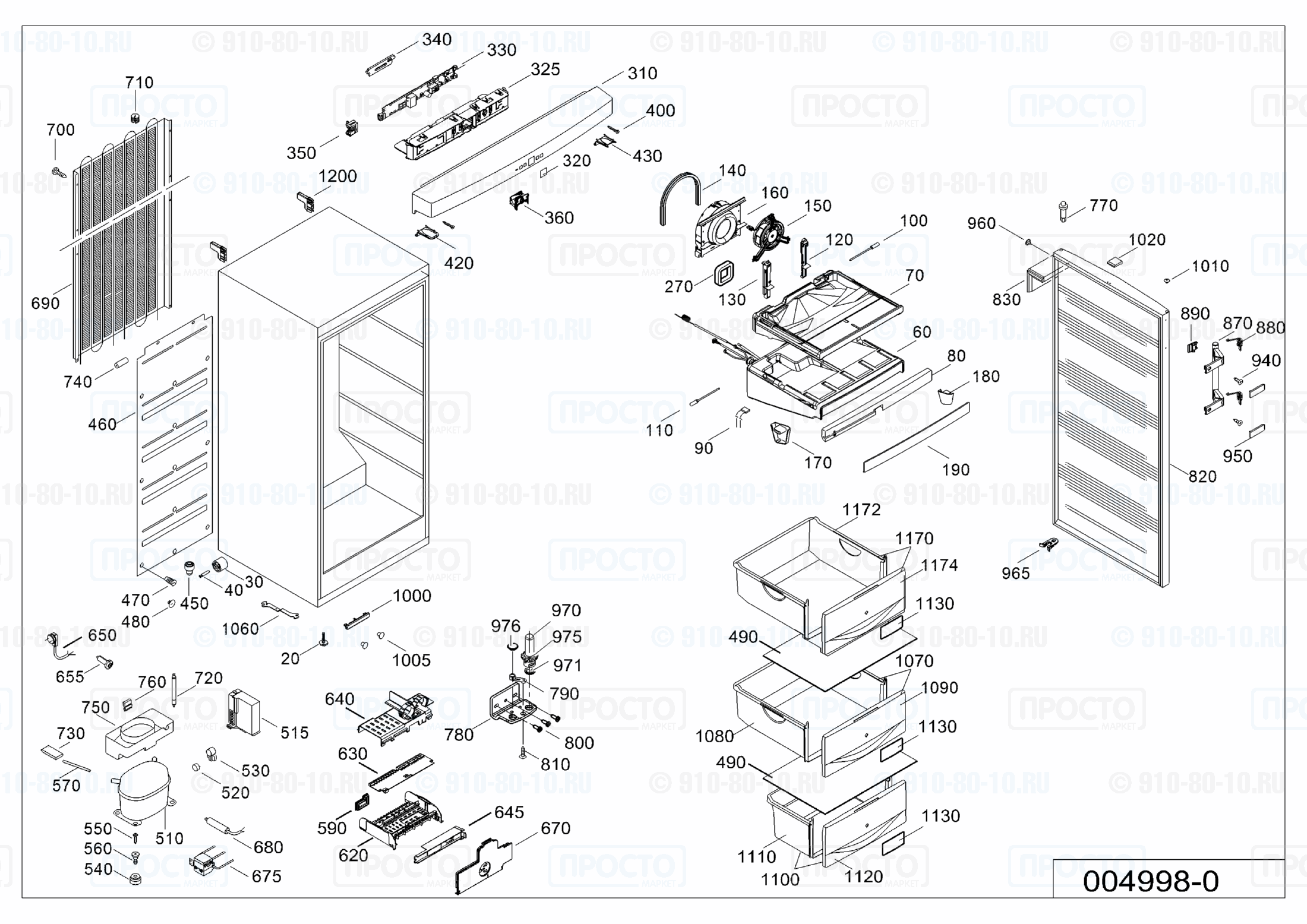 Взрыв-схема запчастей холодильника Liebherr GNP 2613-20A