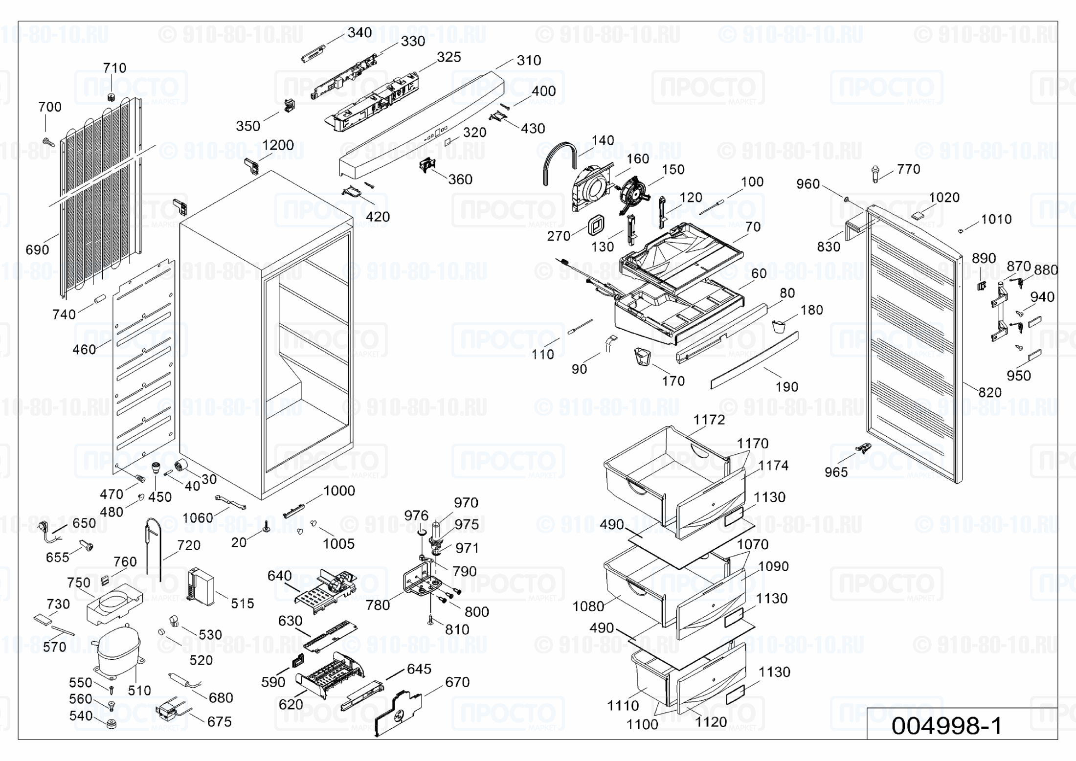 Взрыв-схема запчастей холодильника Liebherr GNP 2613-20D