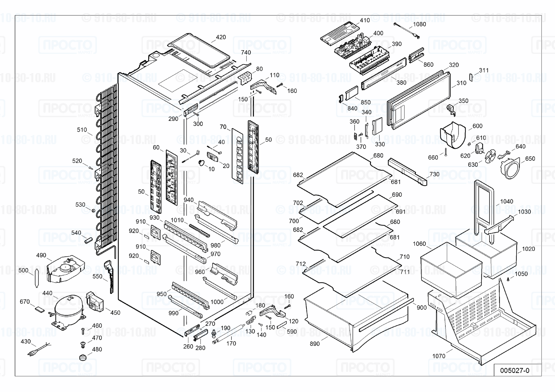 Взрыв-схема запчастей холодильника Liebherr IKFPc 2854-20B