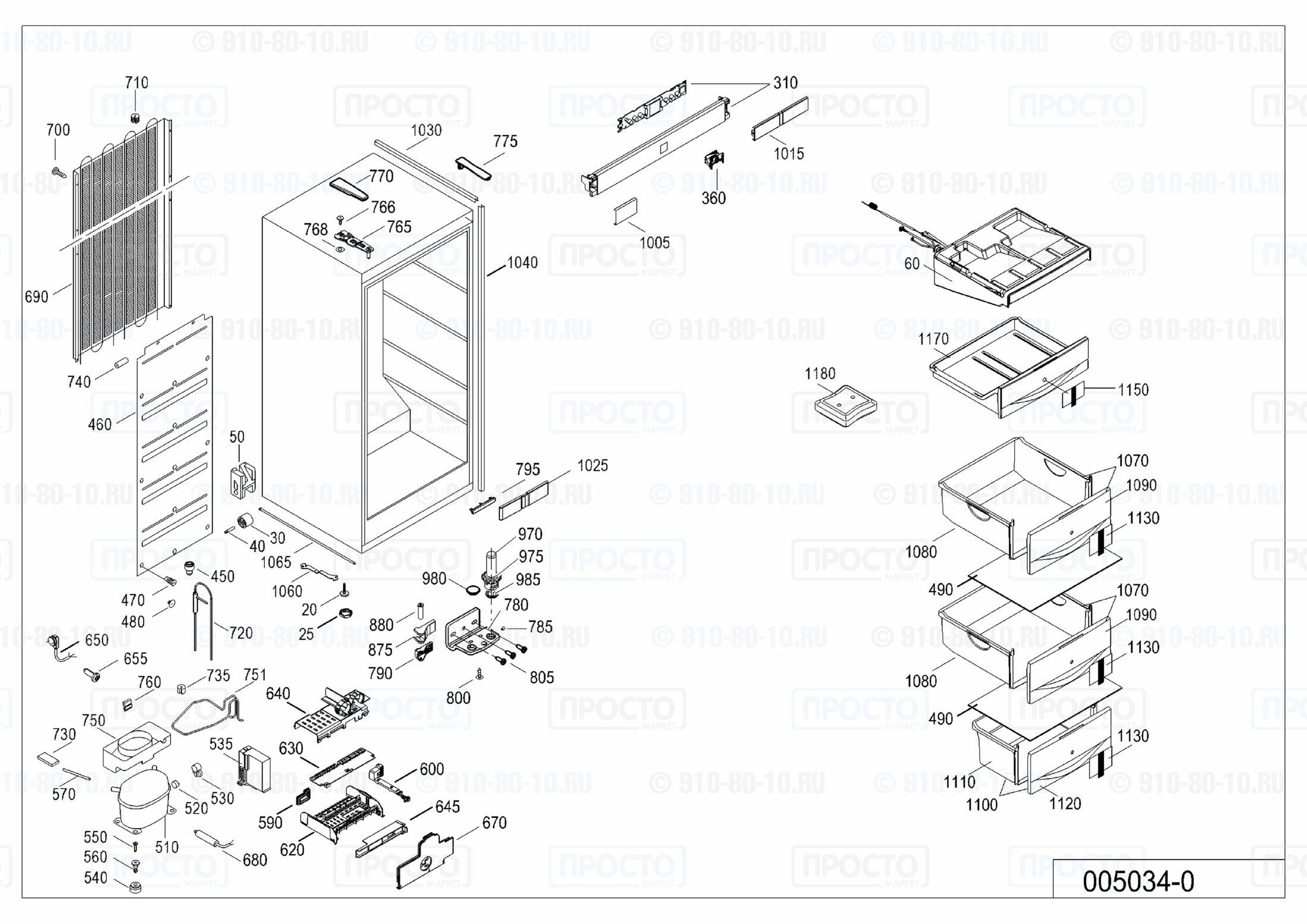 Взрыв-схема запчастей холодильника Liebherr SGNbs 3010-20B