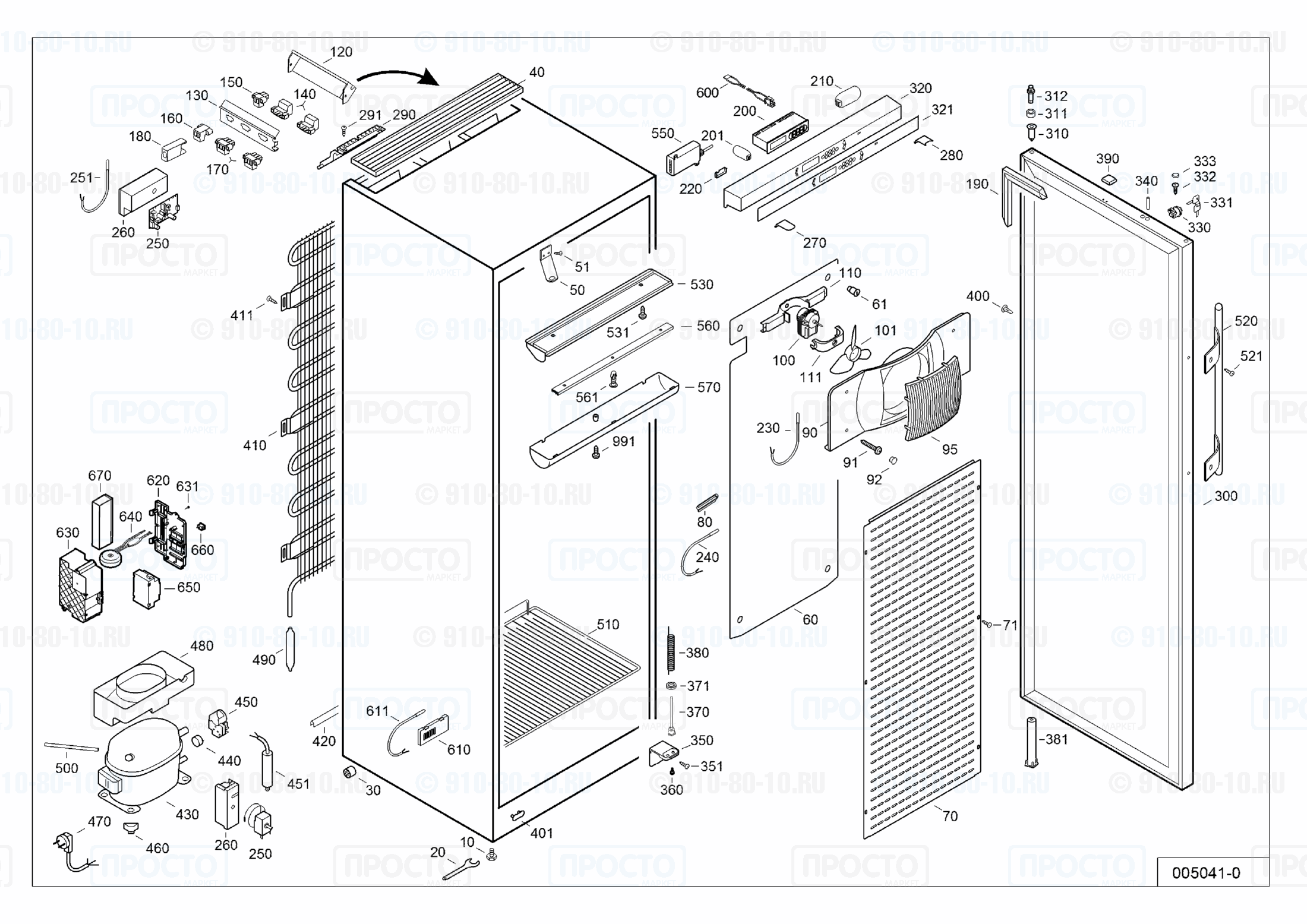 Взрыв-схема запчастей холодильника Liebherr MKv 3913-20G