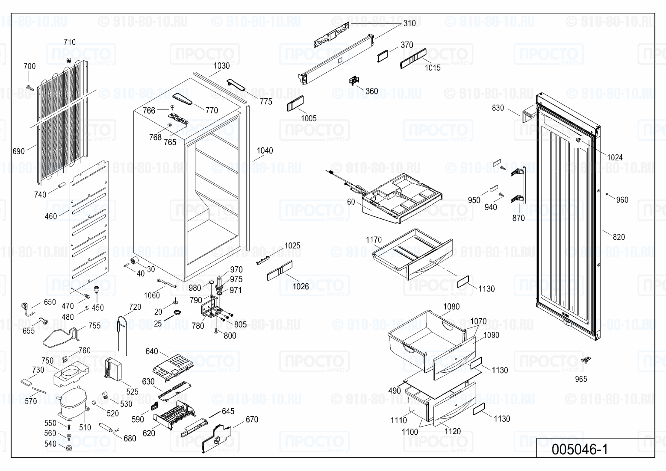 Взрыв-схема запчастей холодильника Liebherr SGN 3036-10A