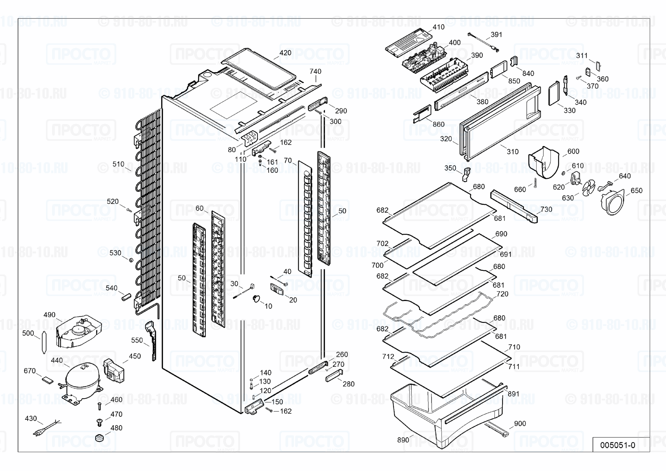 Взрыв-схема запчастей холодильника Liebherr EKPc 2854-20C