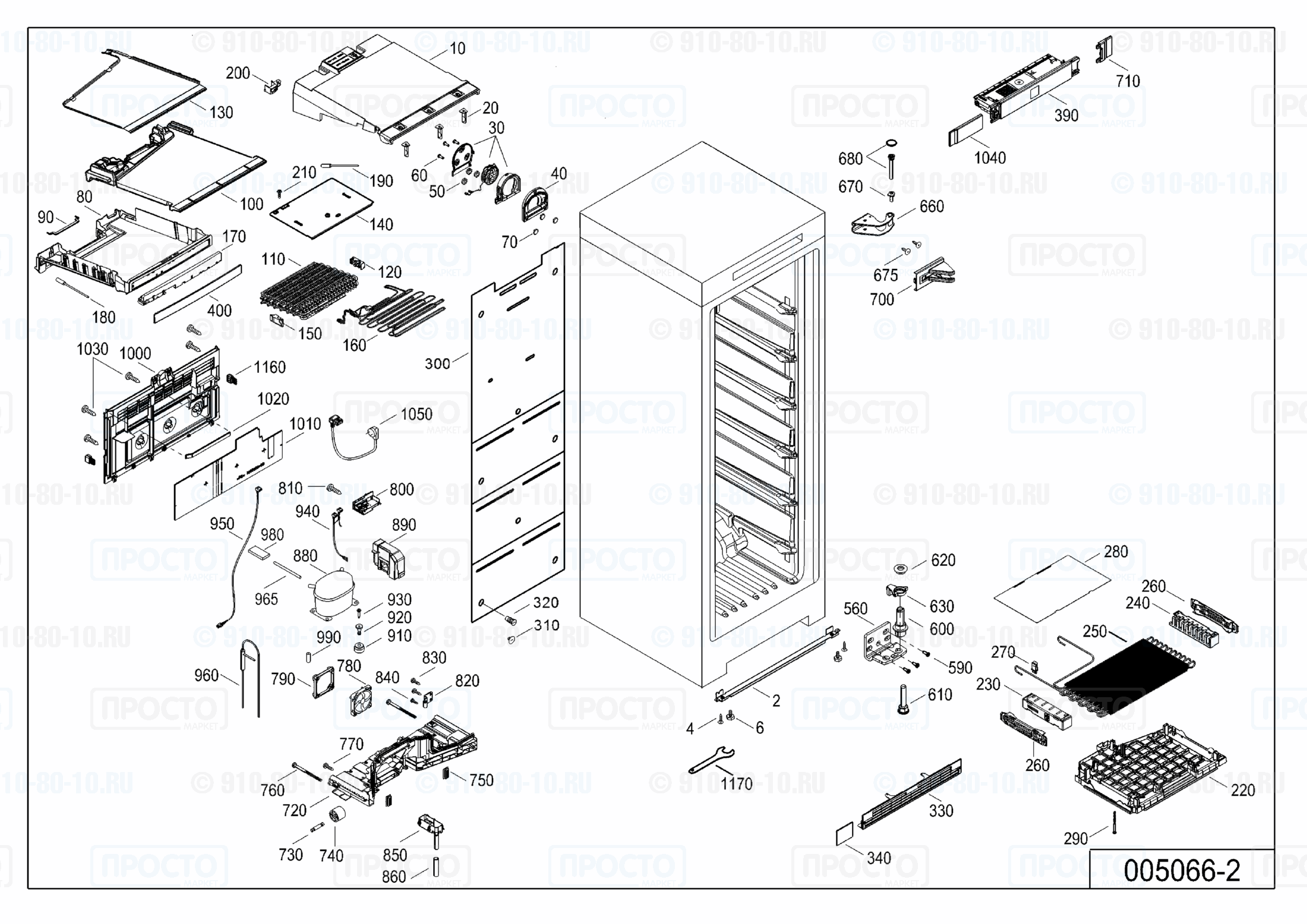 Взрыв-схема запчастей холодильника Liebherr BP 2850-20B