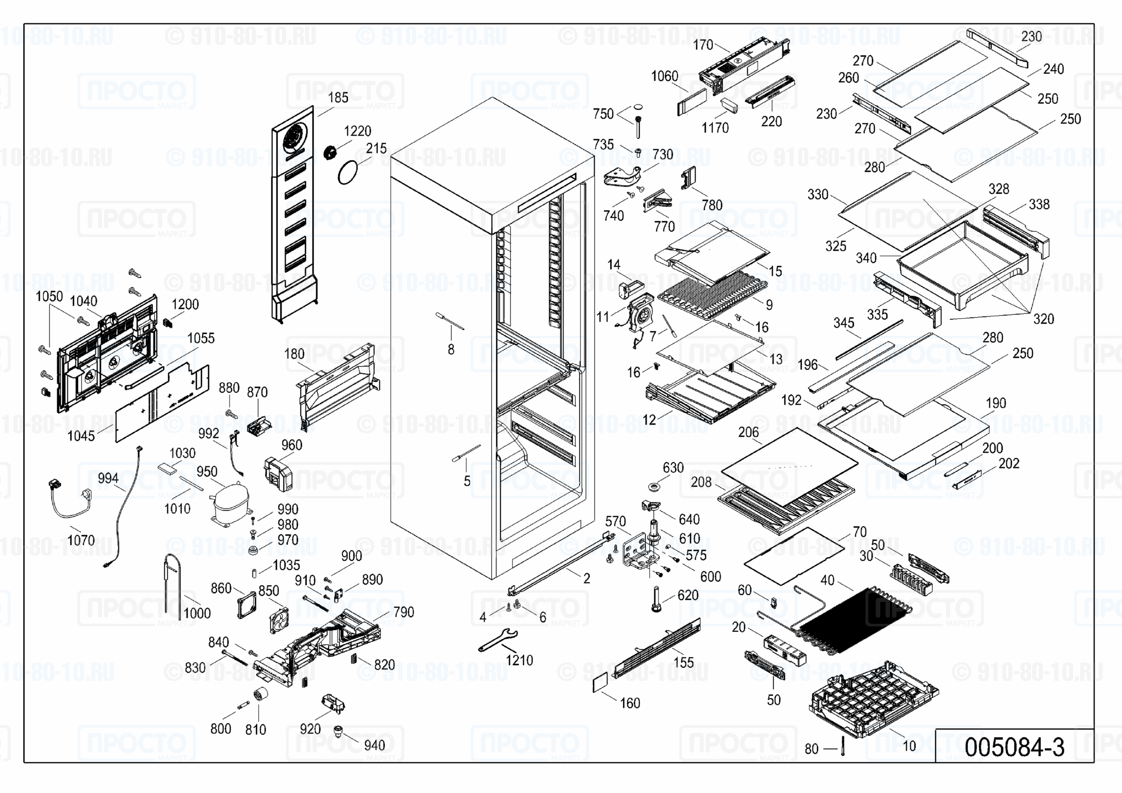 Взрыв-схема запчастей холодильника Liebherr KB 4350-20B