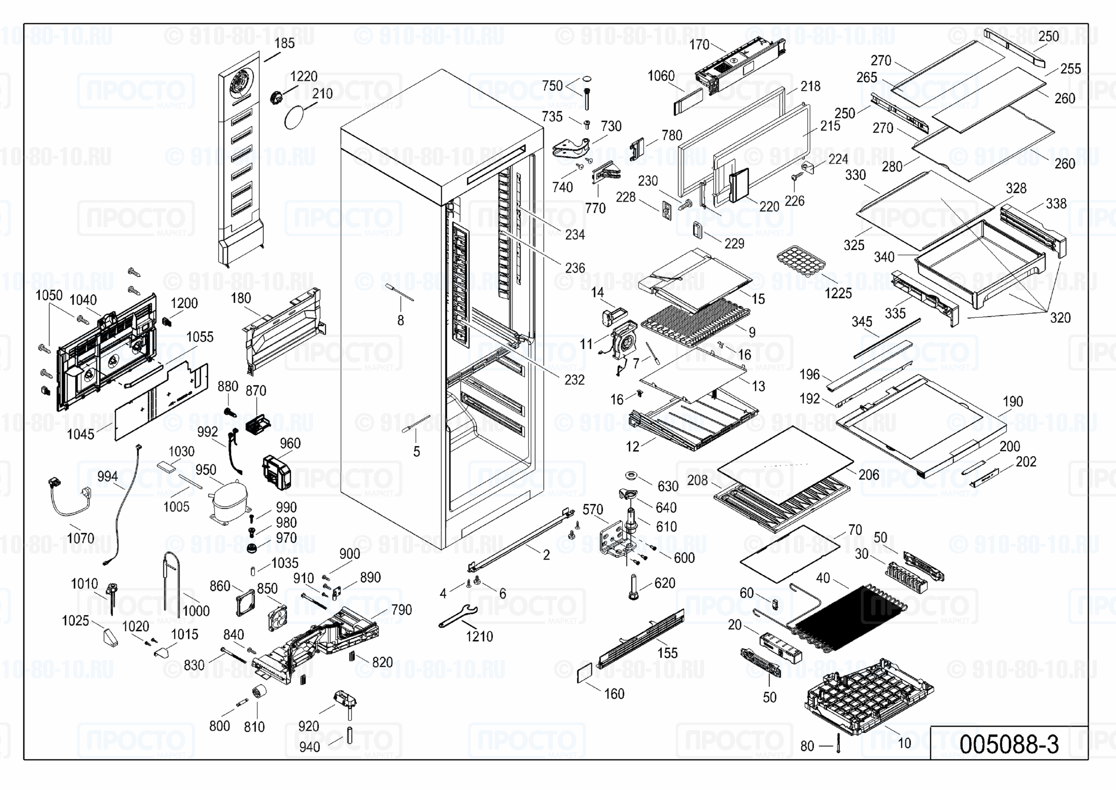 Взрыв-схема запчастей холодильника Liebherr KBPgb 4354-20C