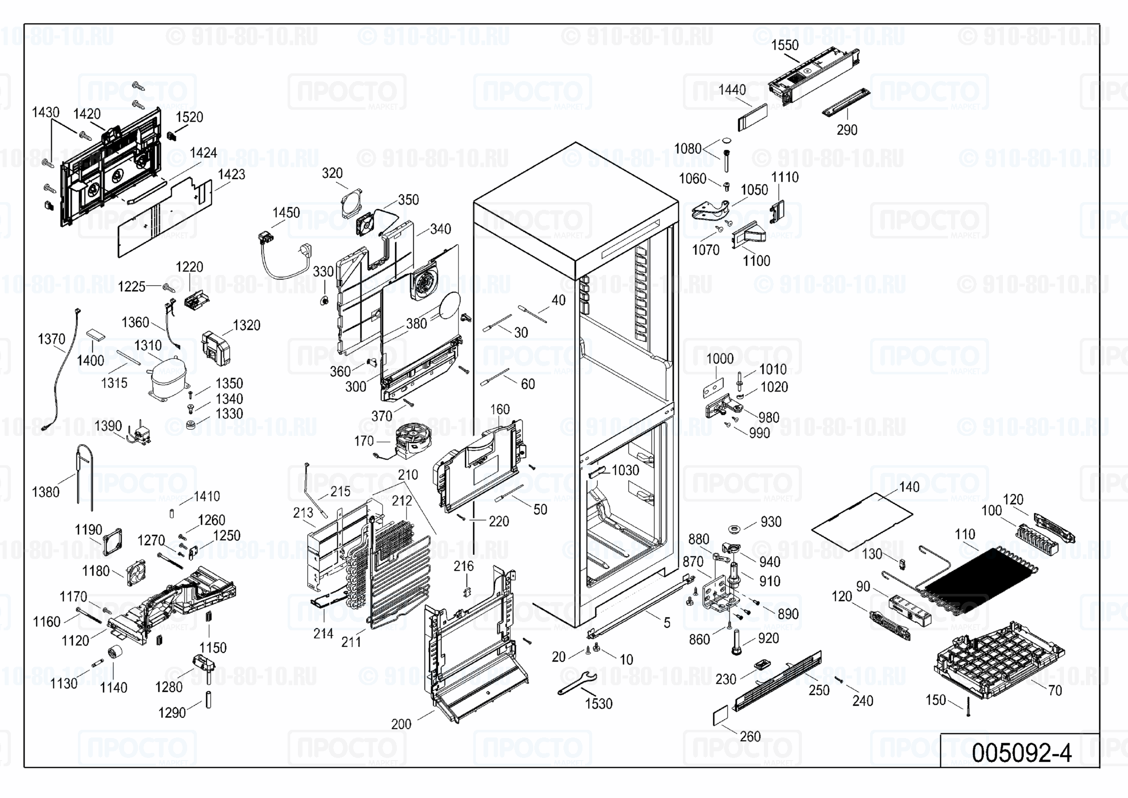 Взрыв-схема запчастей холодильника Liebherr CBNef 4815-20B