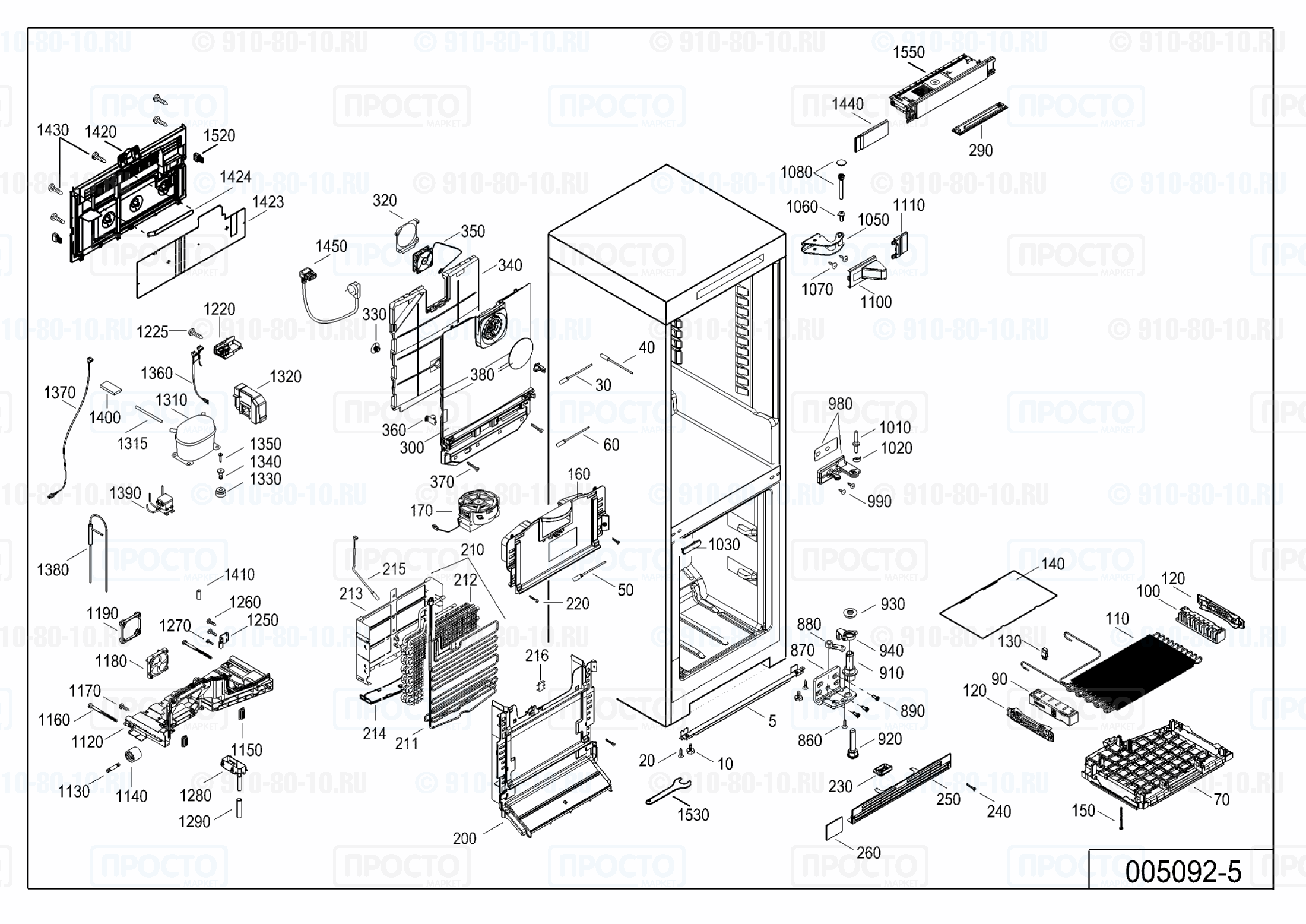 Взрыв-схема холодильника Liebherr CBNef 4815-20E