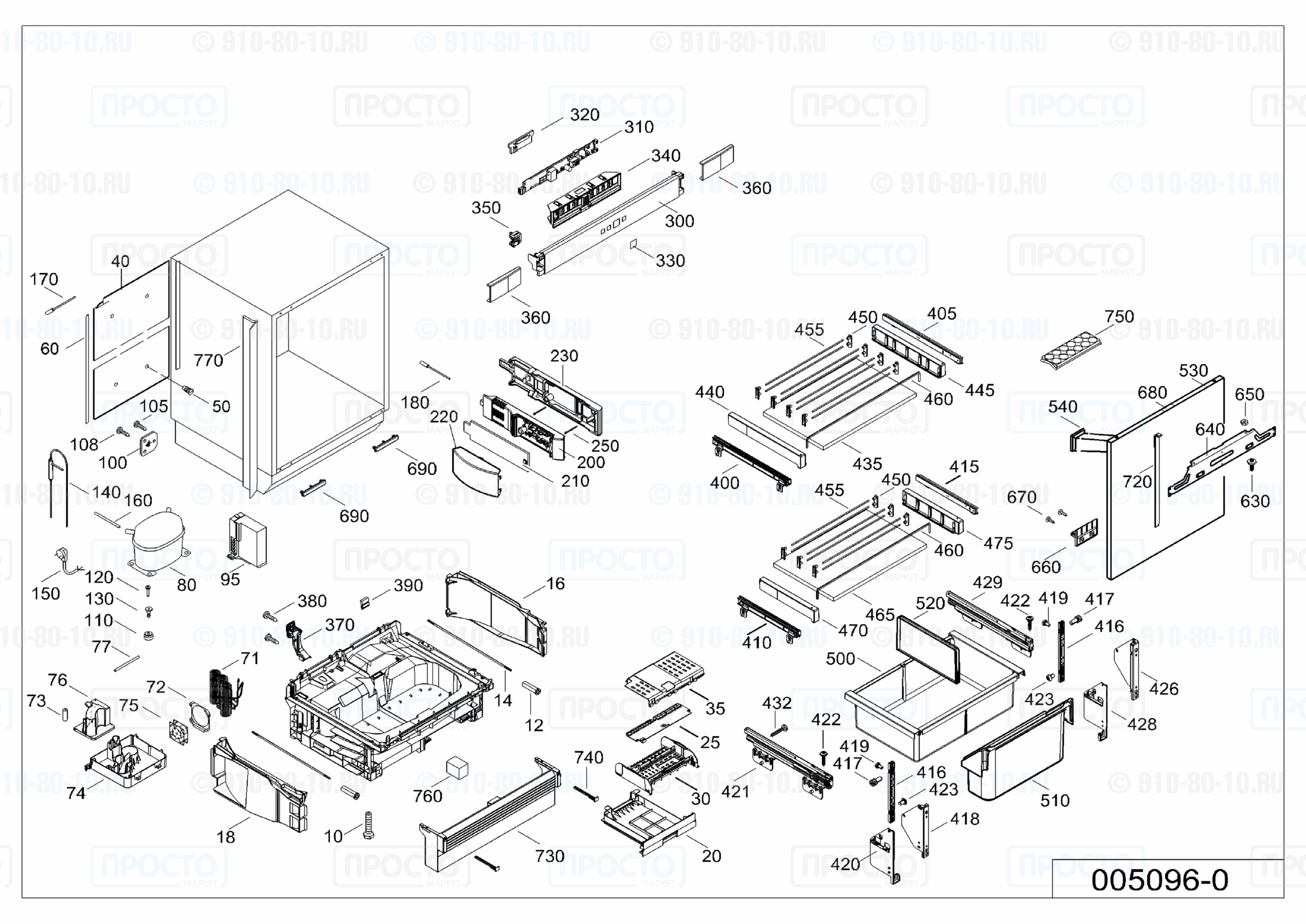 Взрыв-схема запчастей холодильника Liebherr UIK 1550-10A