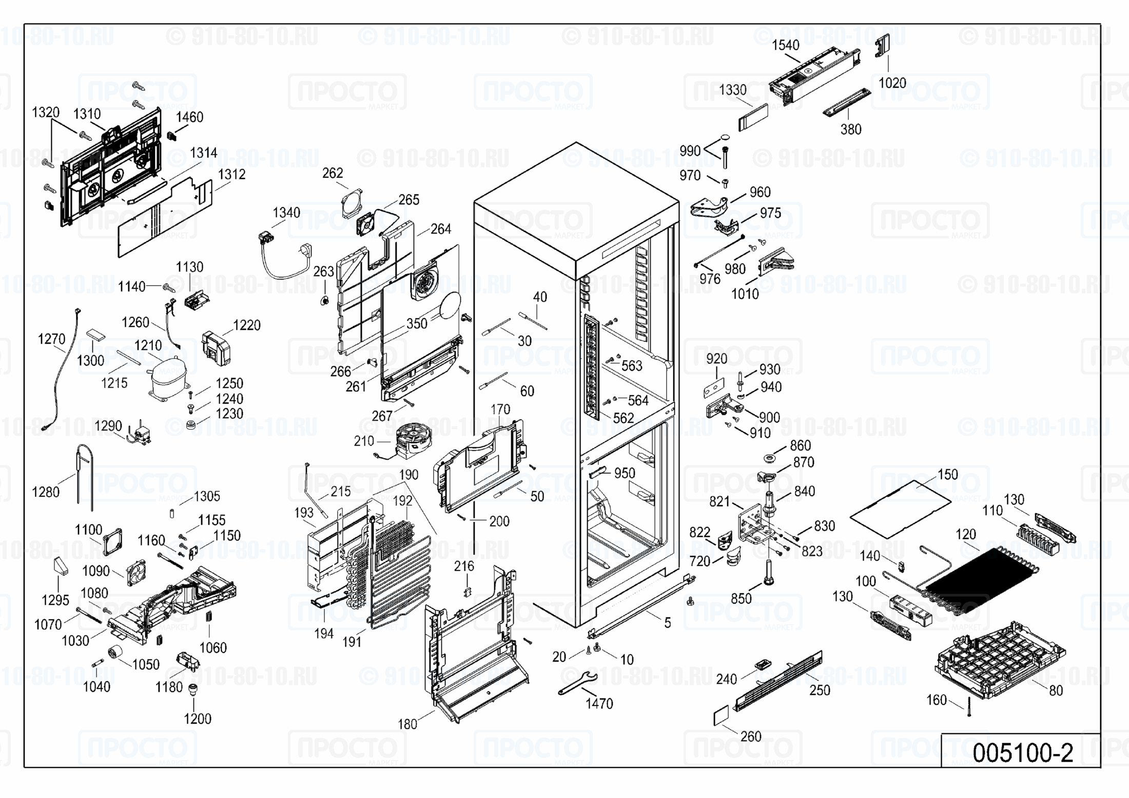 Взрыв-схема запчастей холодильника Liebherr CBNgb 4855-20B