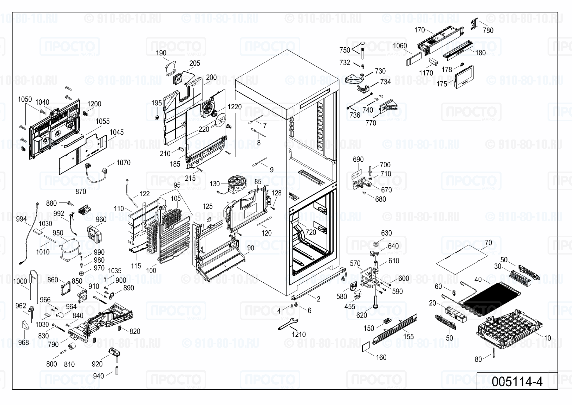 Взрыв-схема запчастей холодильника Liebherr CBNies 4858-20B
