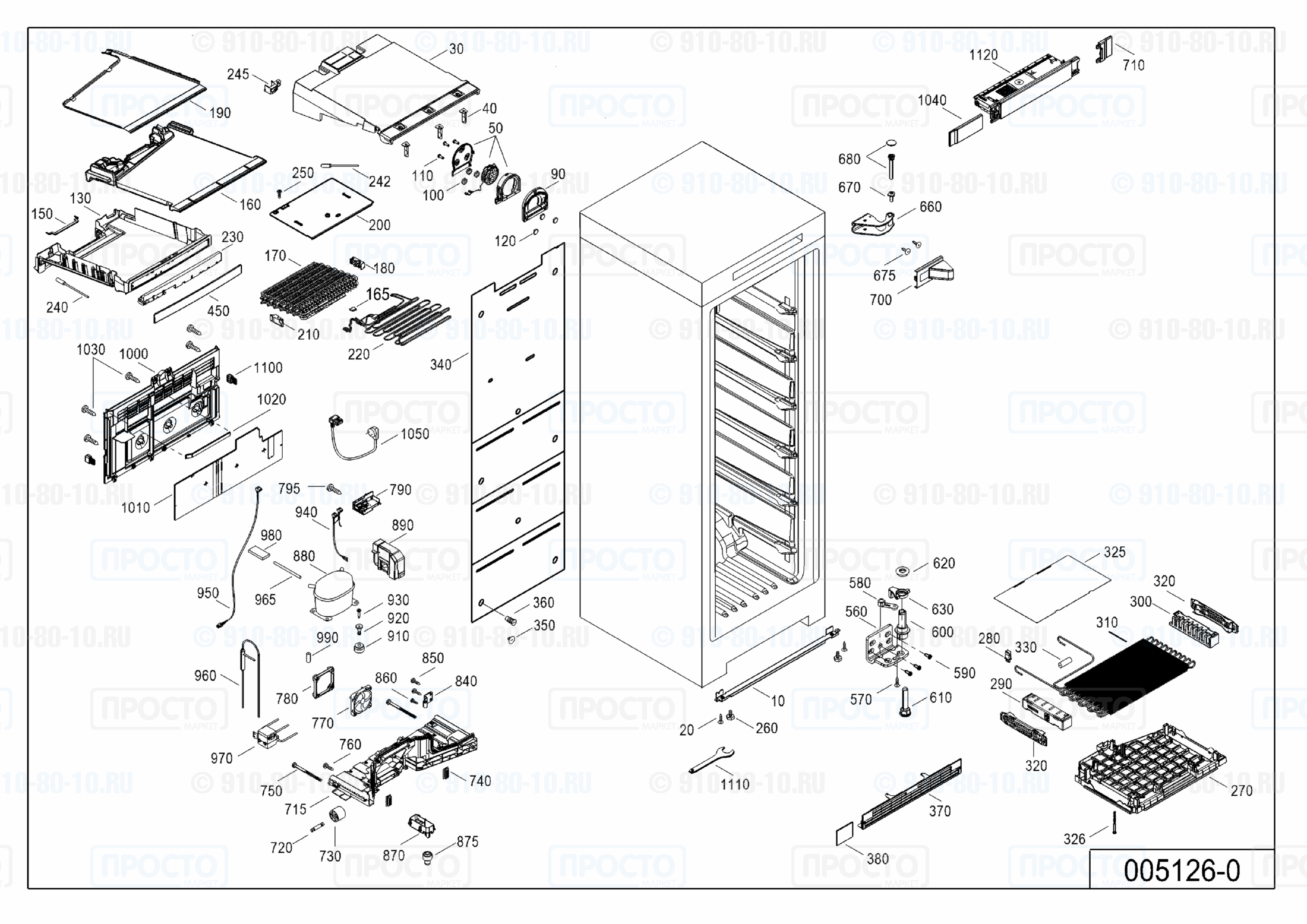 Взрыв-схема запчастей холодильника Liebherr GNP 3255-20A