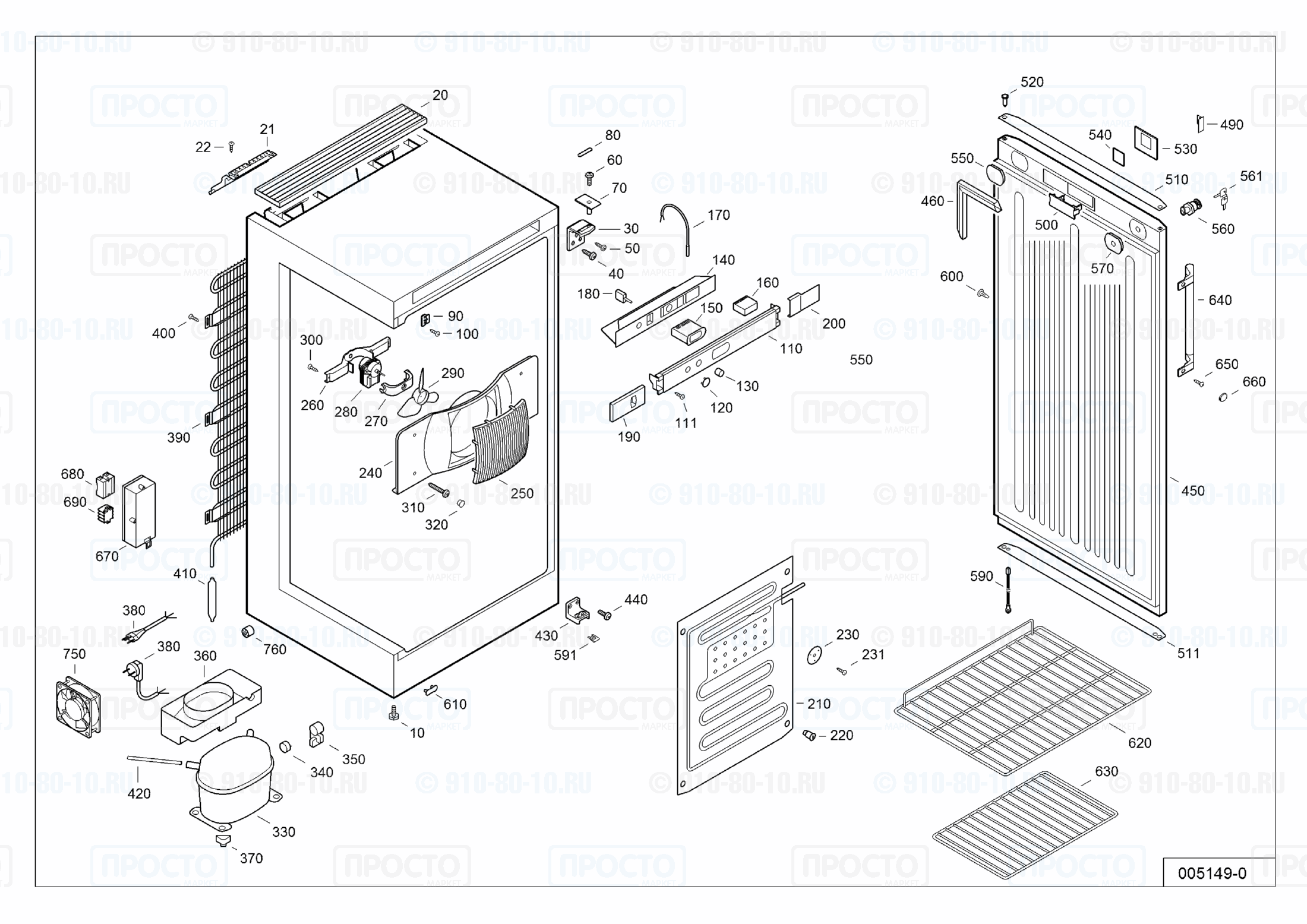 Взрыв-схема запчастей холодильника Liebherr FKv 3610-23R