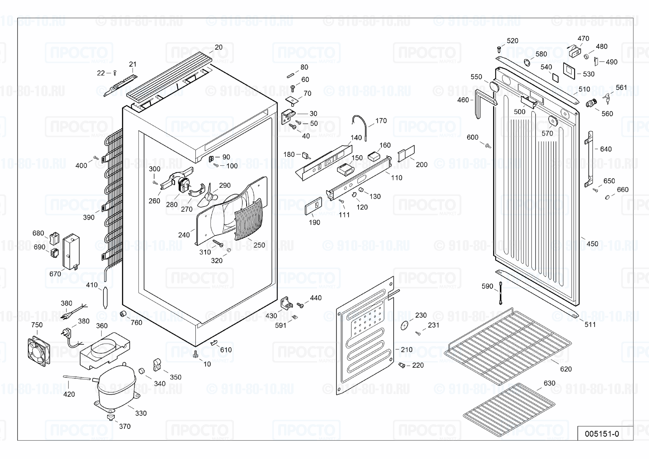 Взрыв-схема запчастей холодильника Liebherr FKv 5410-22N