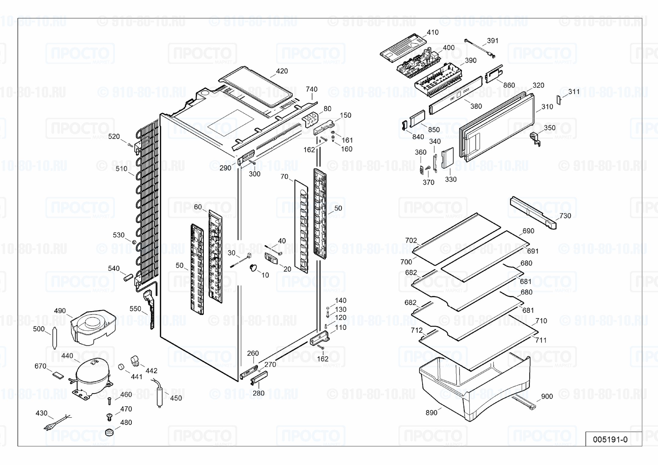 Взрыв-схема запчастей холодильника Liebherr EKc 2554-20B