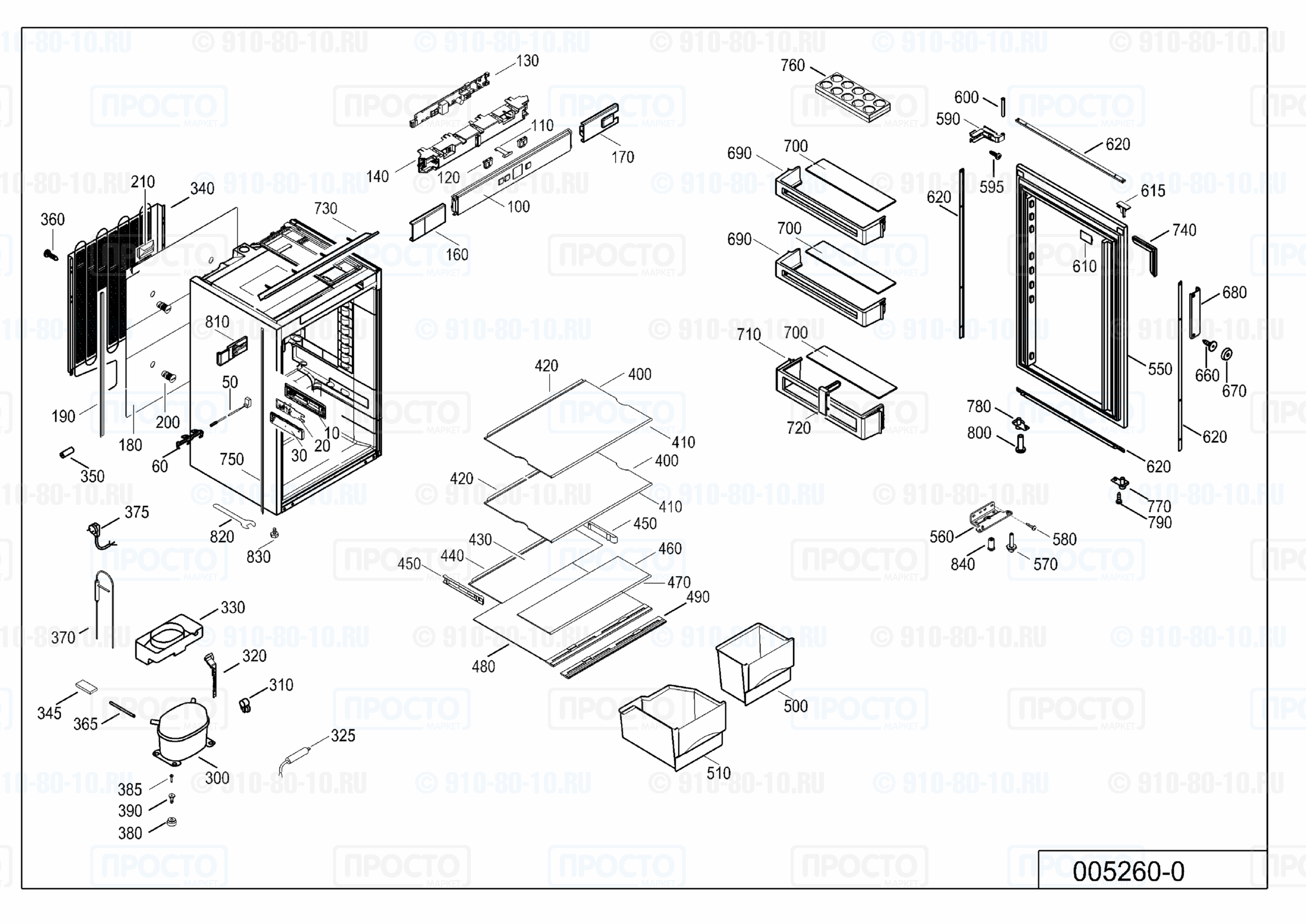 Взрыв-схема запчастей холодильника Liebherr EK 1620-20A