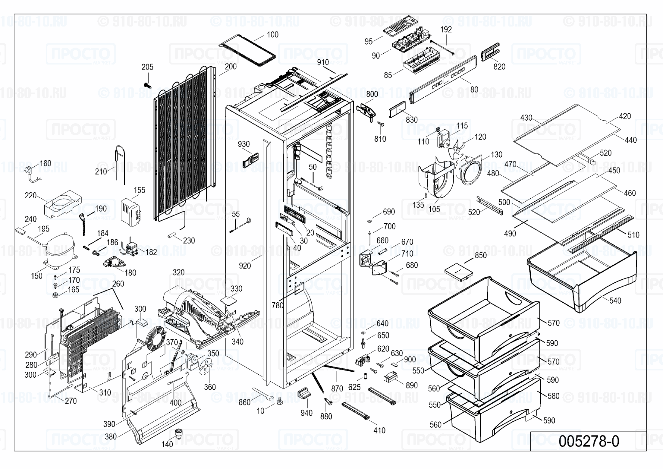 Взрыв-схема запчастей холодильника Liebherr ICNS 3324-20A