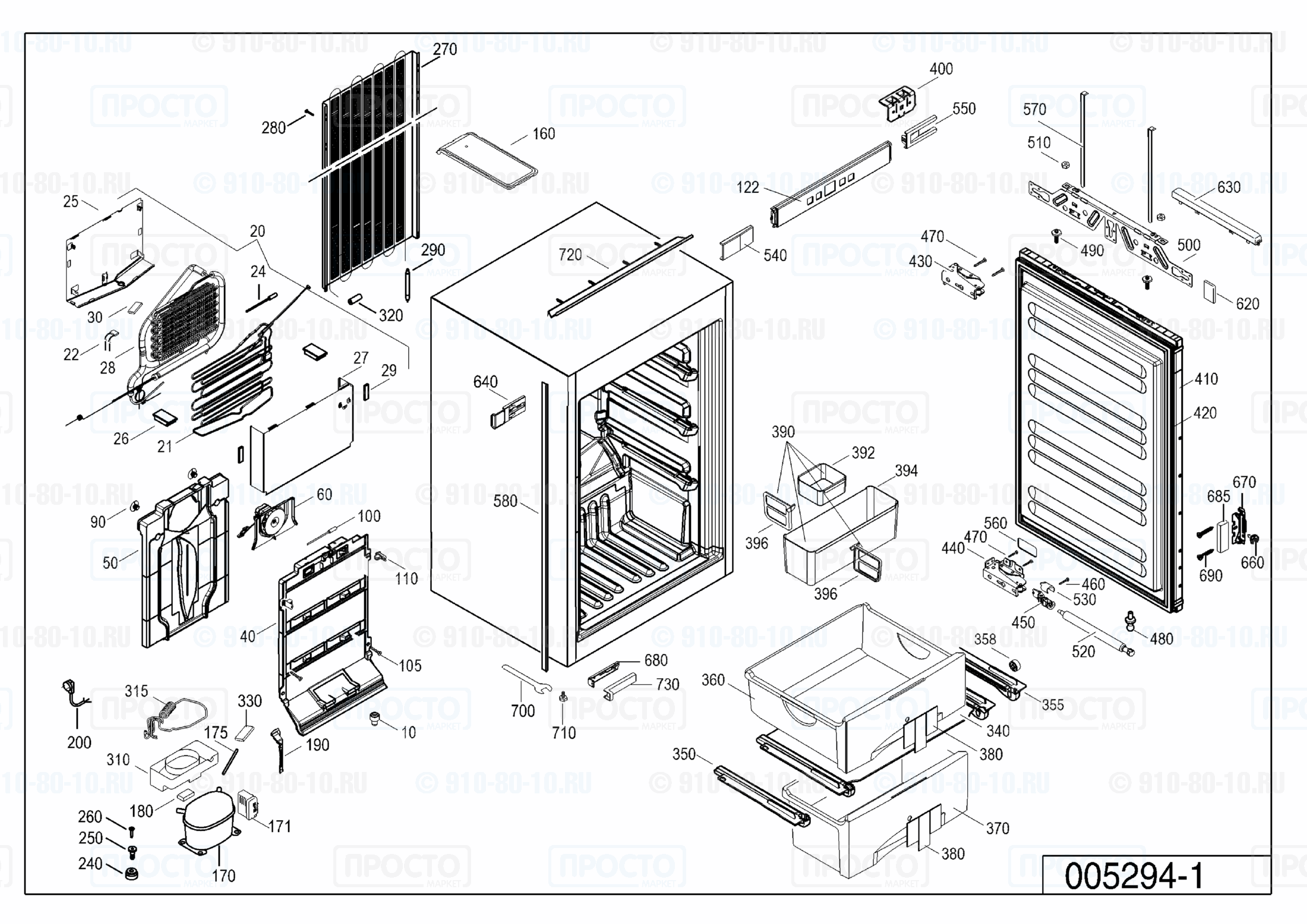 Взрыв-схема запчастей холодильника Liebherr IB 1650-20A