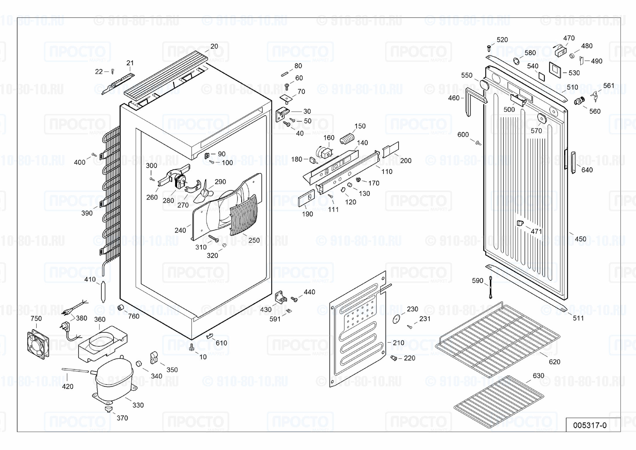 Взрыв-схема запчастей холодильника Liebherr FKv 3610-22F