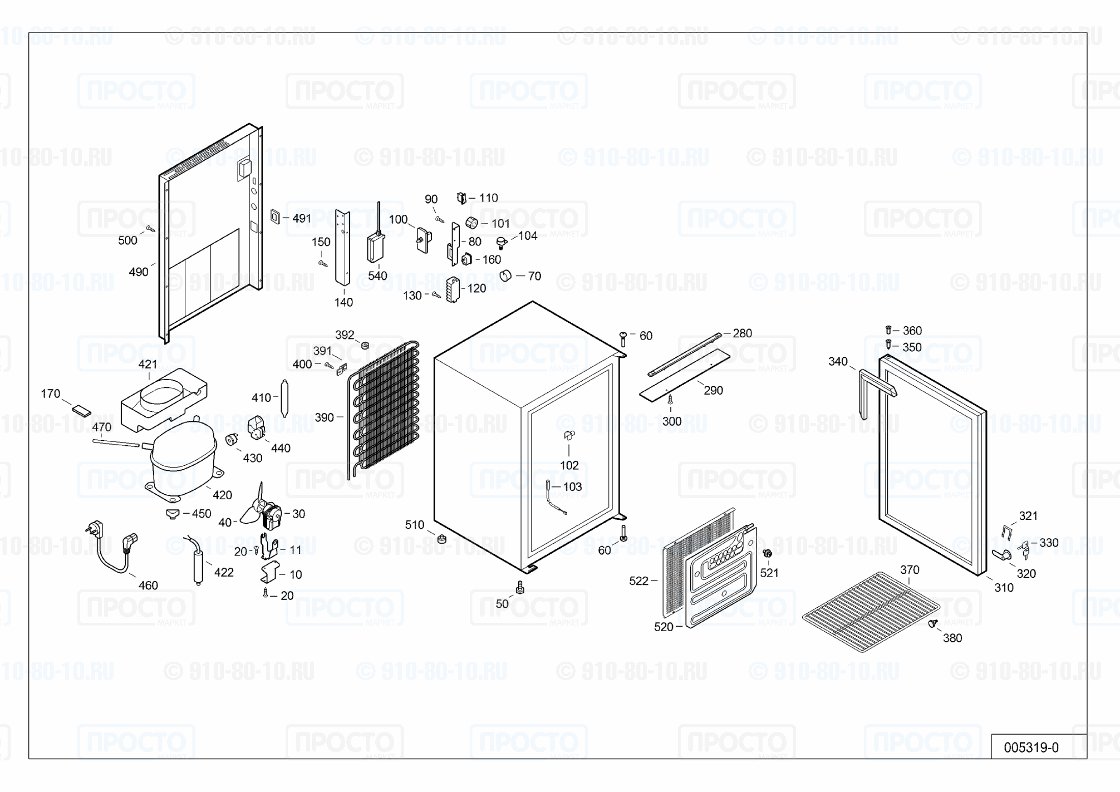 Взрыв-схема запчастей холодильника Liebherr CMes 502-20C