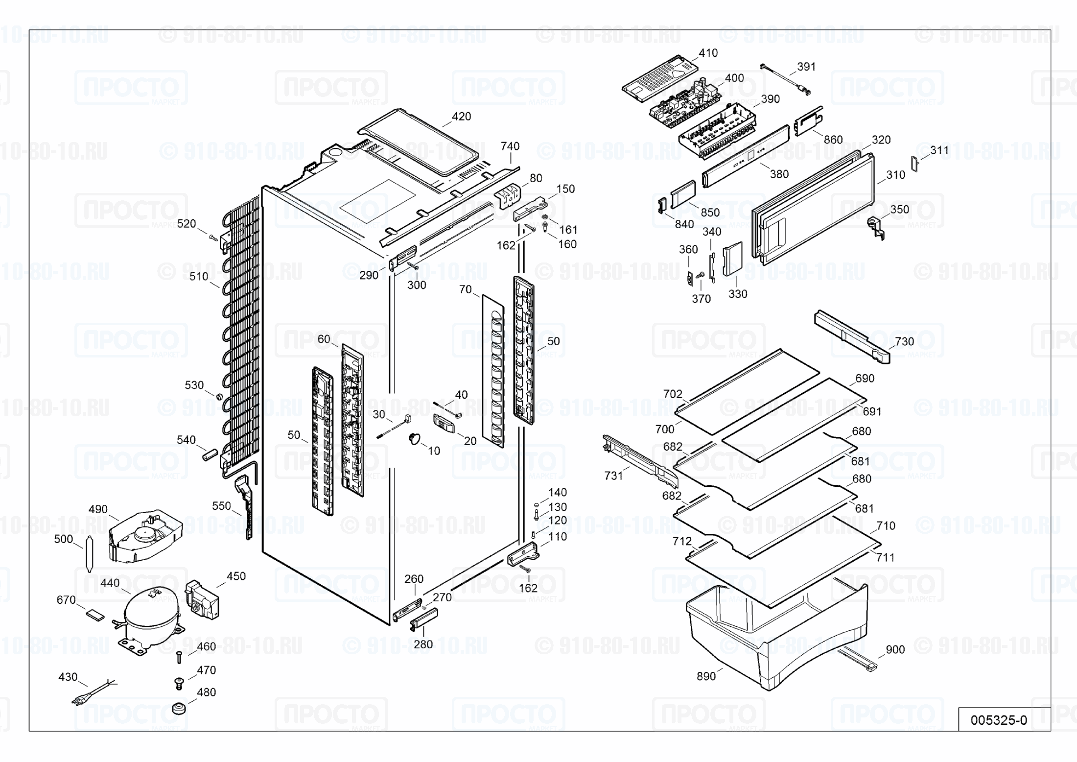 Взрыв-схема холодильника Liebherr EKPc 2554-20A