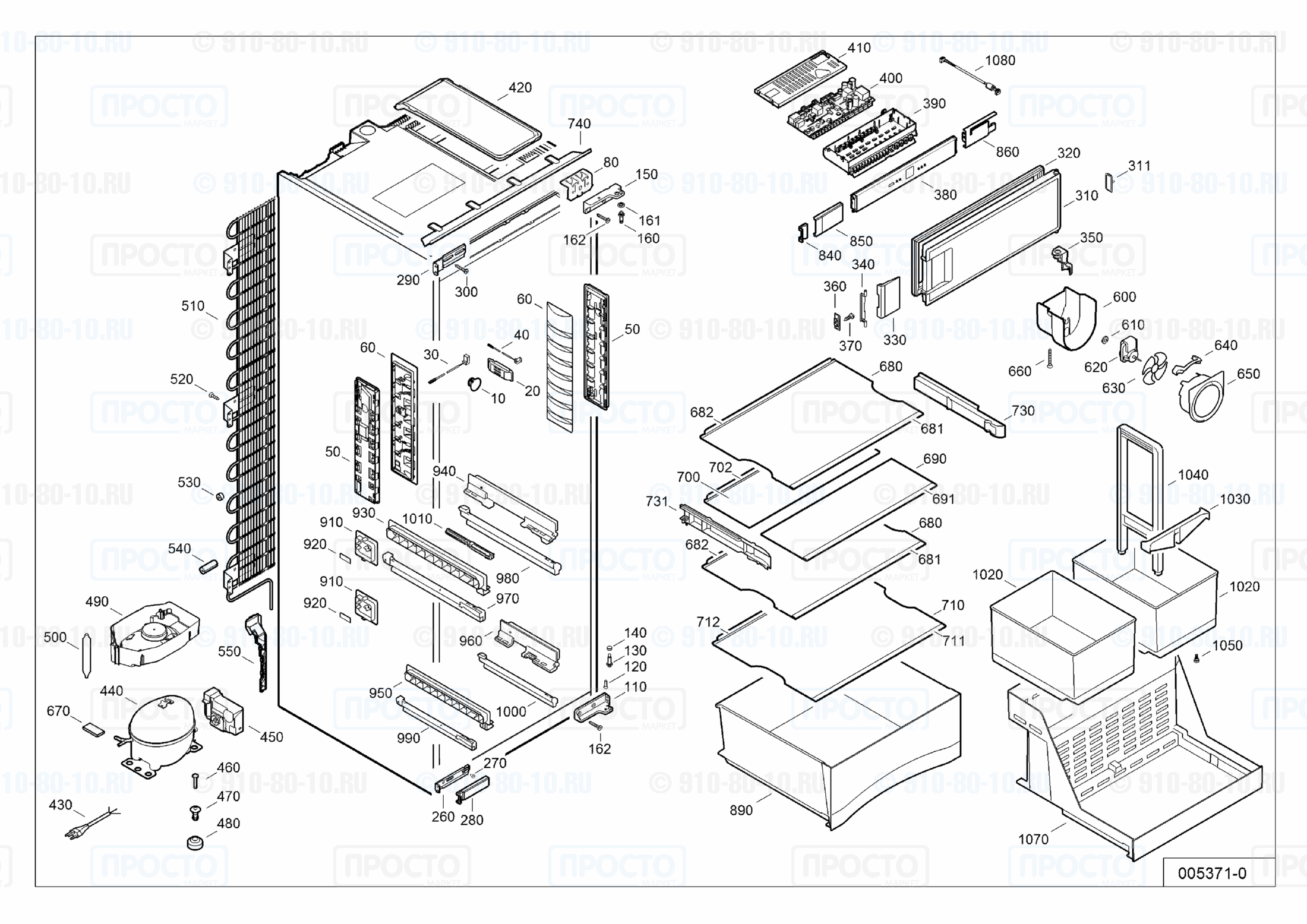 Взрыв-схема запчастей холодильника Liebherr EKFPc 2854-20C