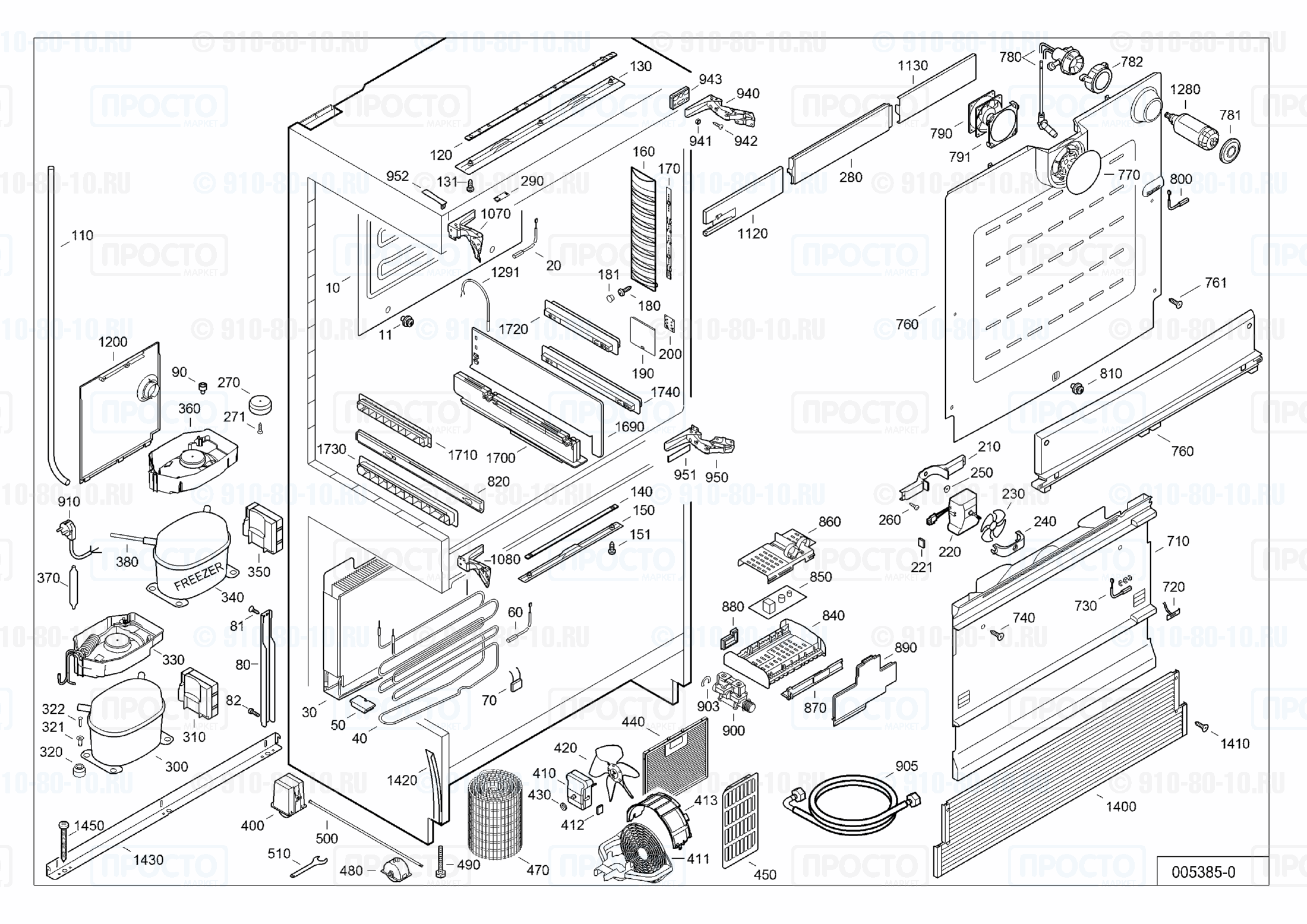 Взрыв-схема запчастей холодильника Liebherr ECBN 6256-21G